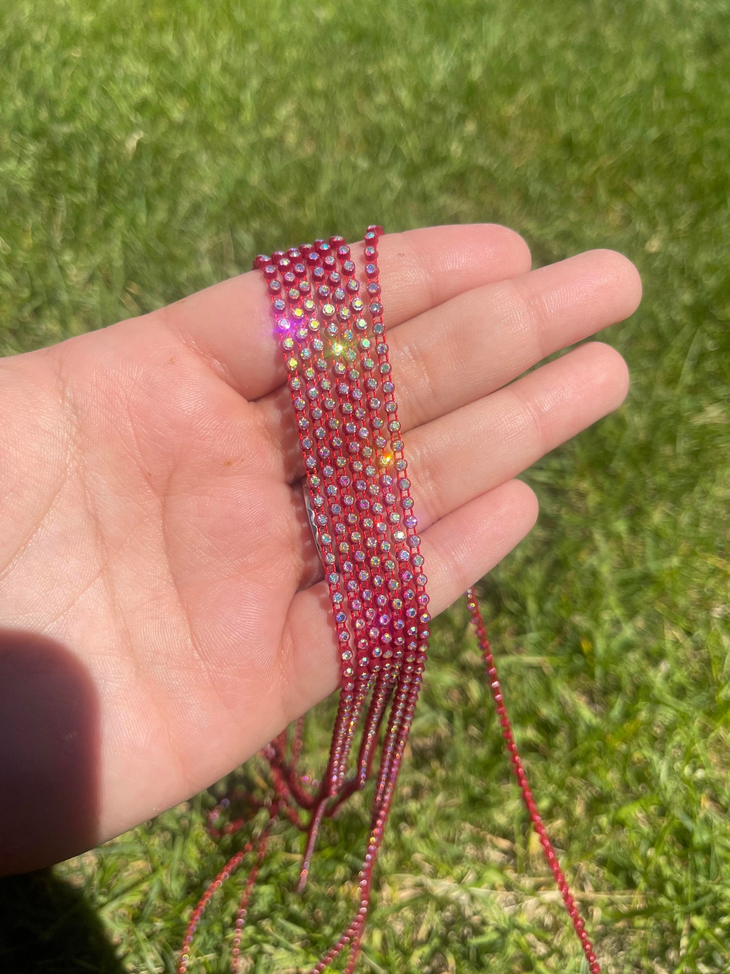 Deep Red with AB Stone Plastic Banding - 47