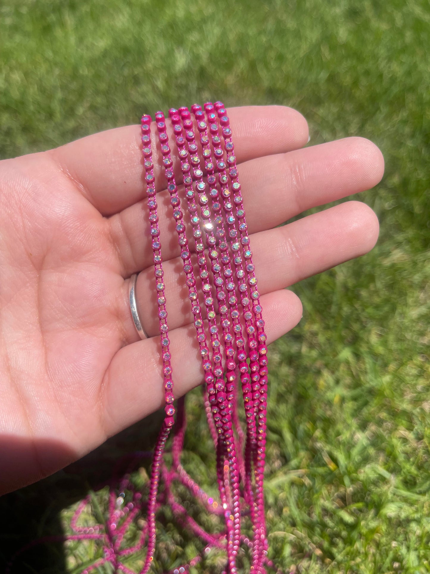 Rose Red with AB Stone Plastic Banding - 53