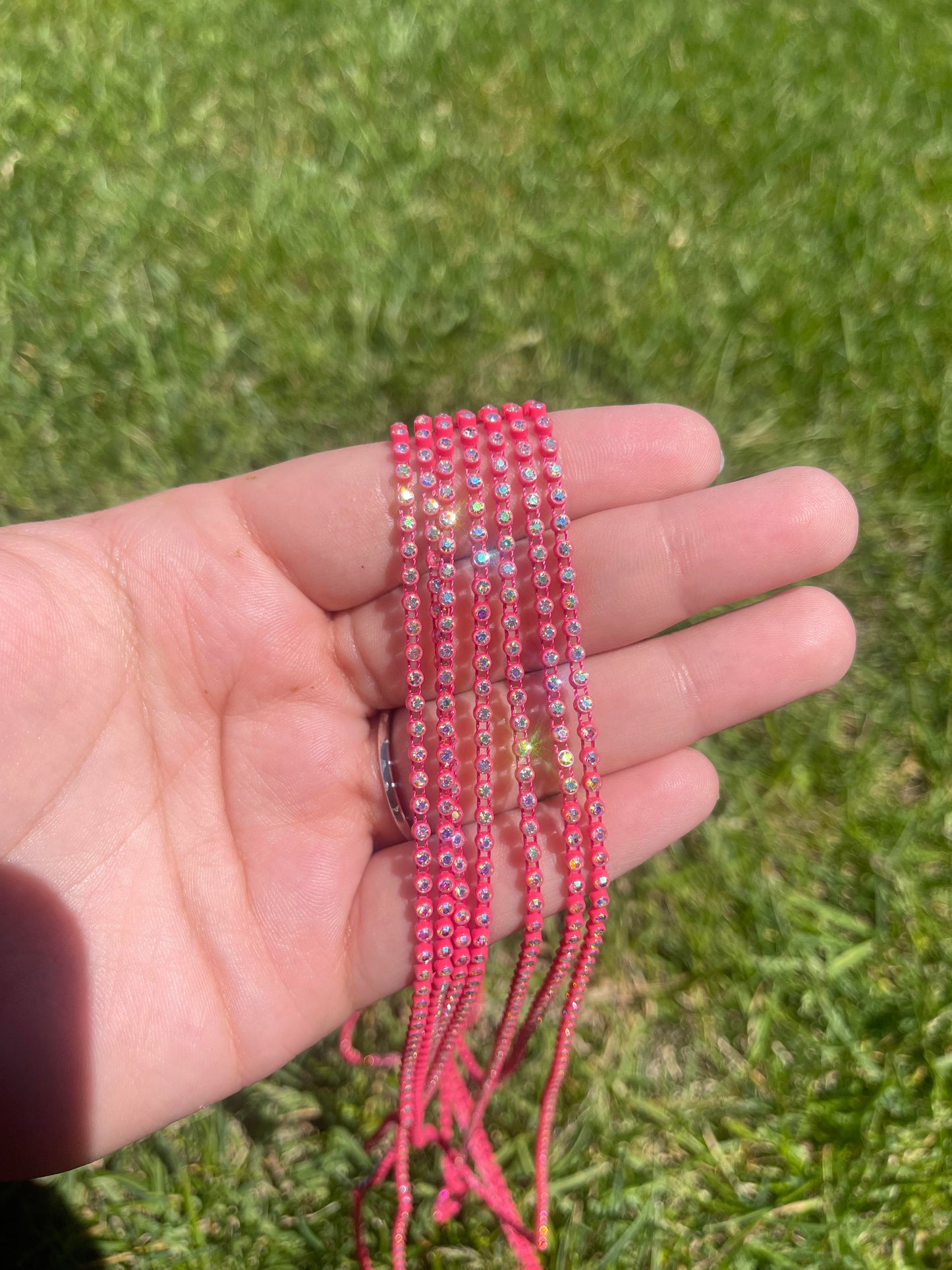 Deep Pink with AB Stone Plastic Banding - 55