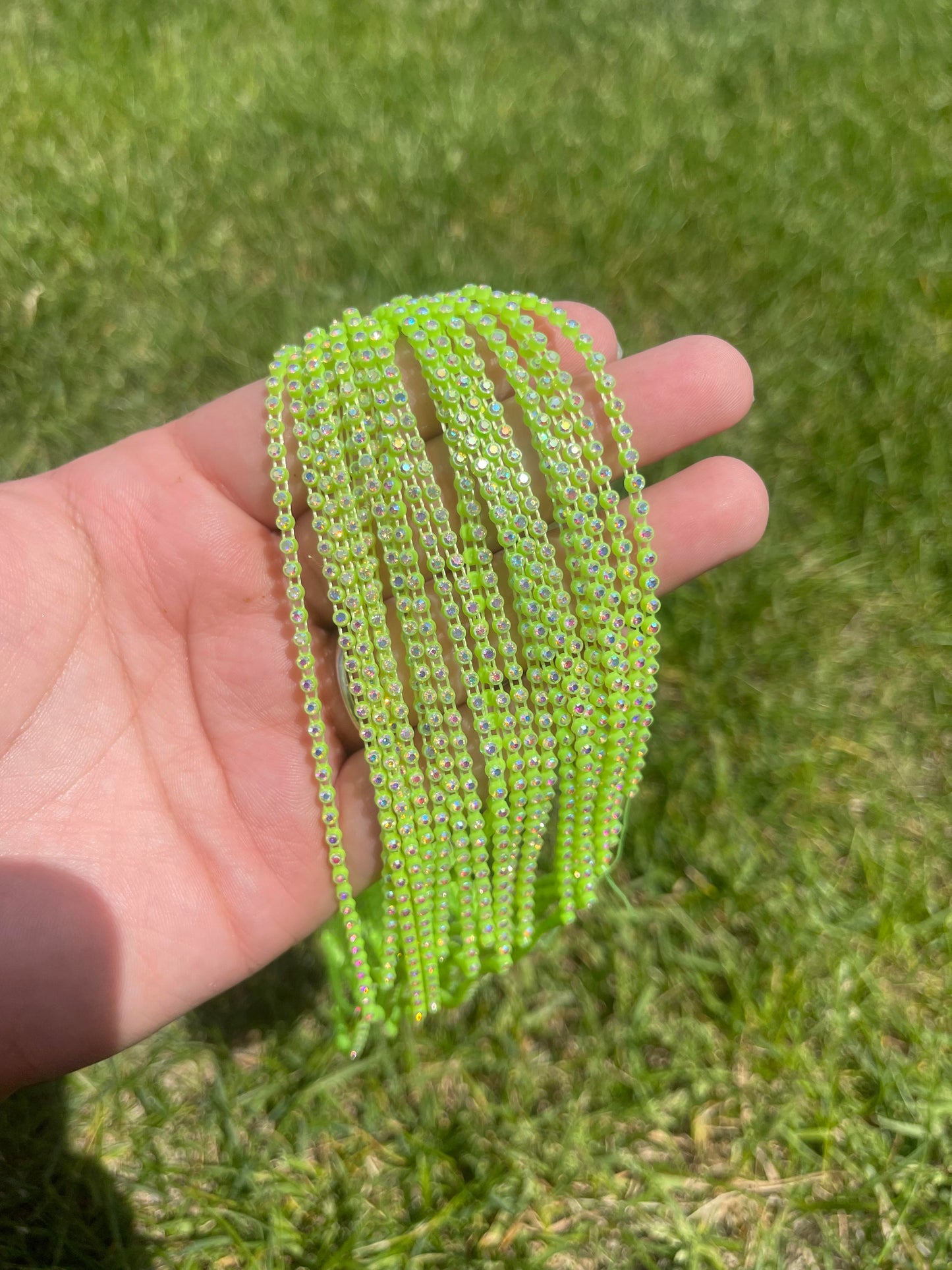 Neon Yellow Green with AB Stone Plastic Banding - 60