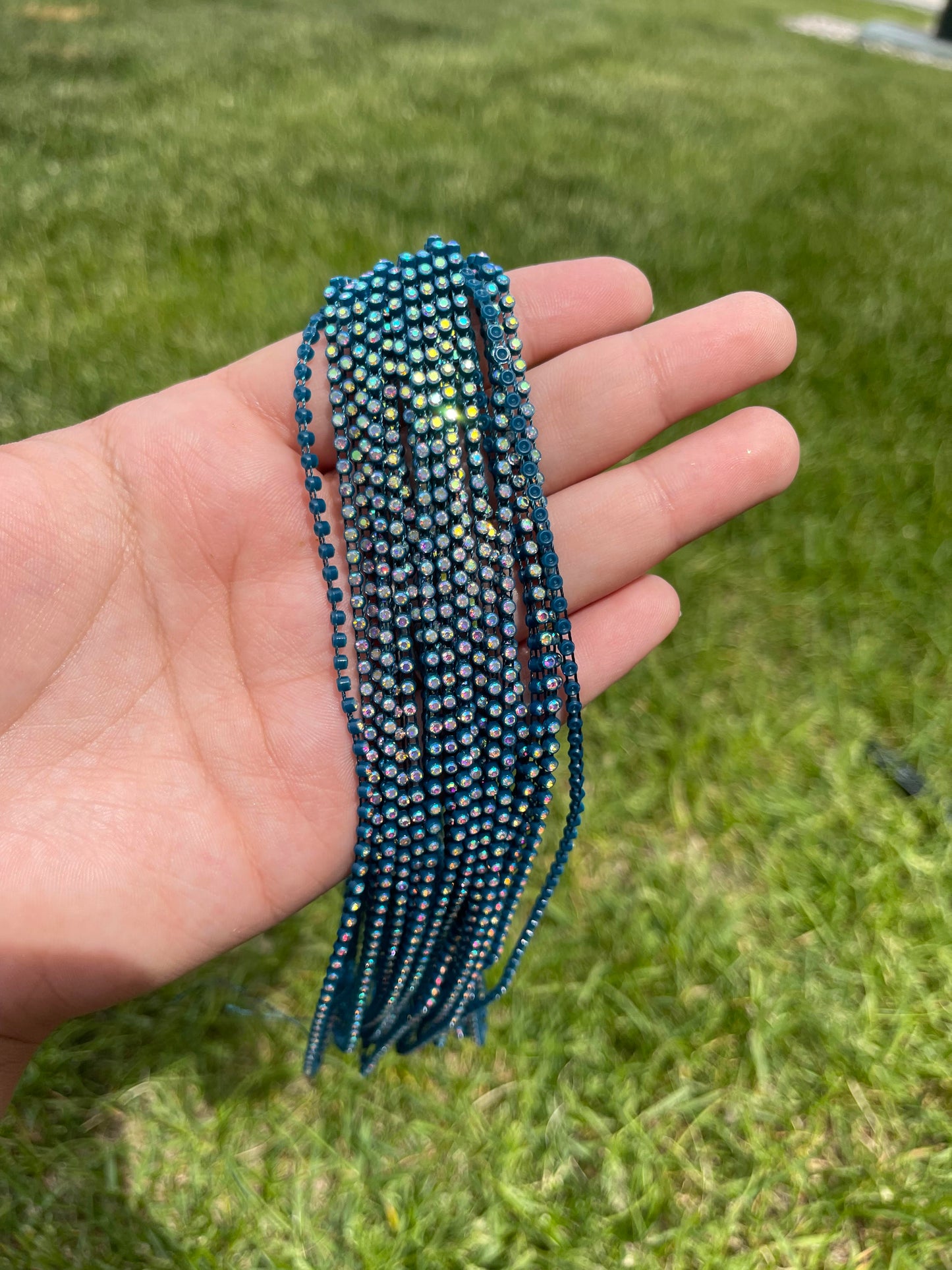 Deep Blue Teal with AB Stone Plastic Banding - 66