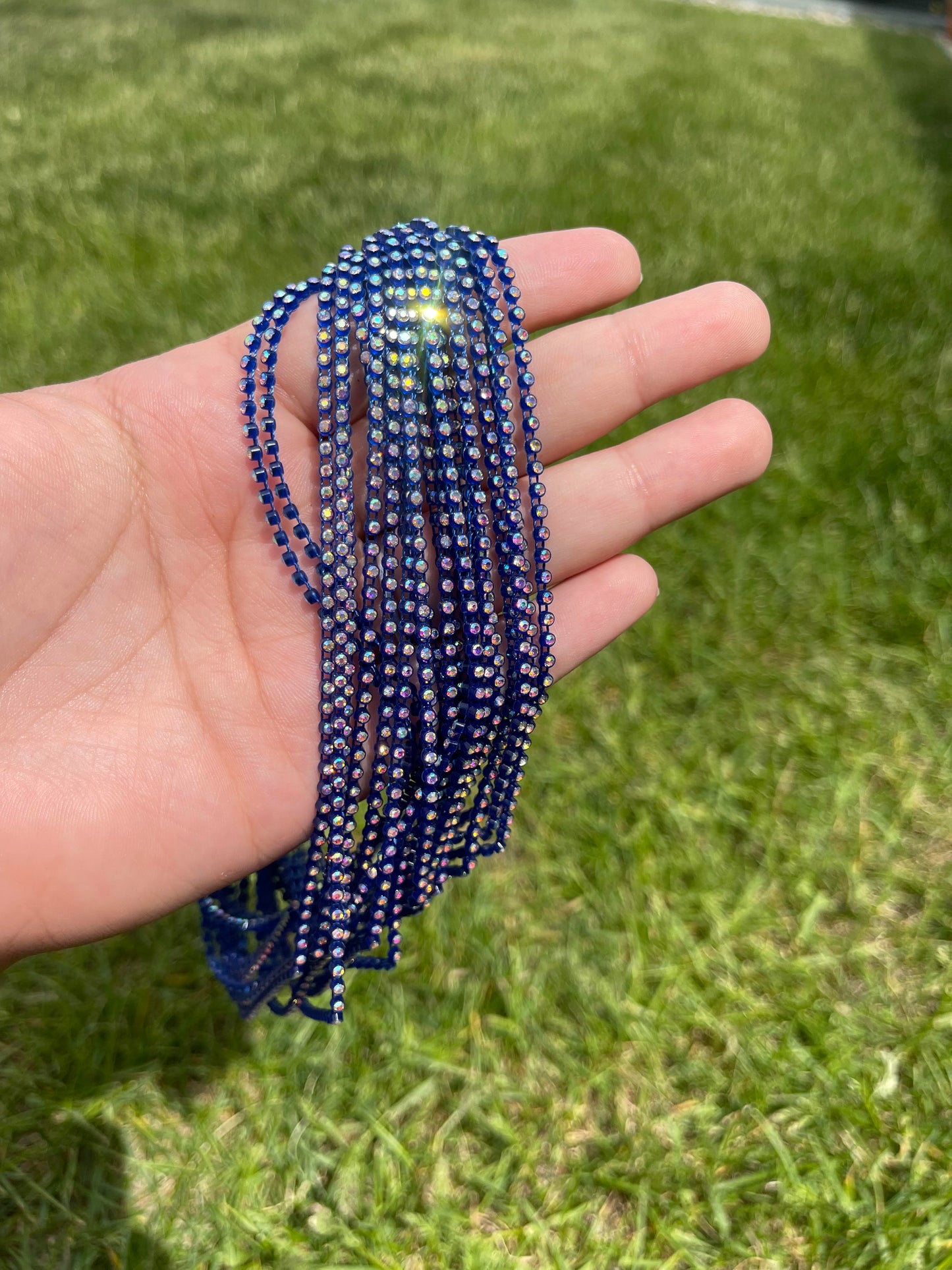 Dark Blue with AB Stone Plastic Banding - 74