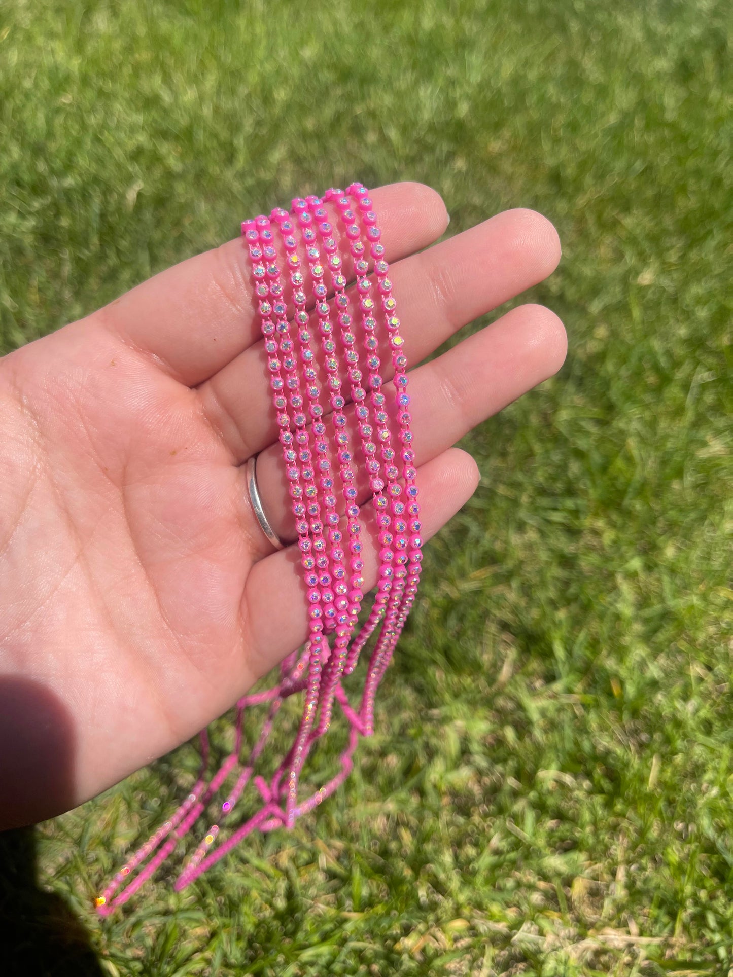 Hot Pink with AB Stone Plastic Banding - 88