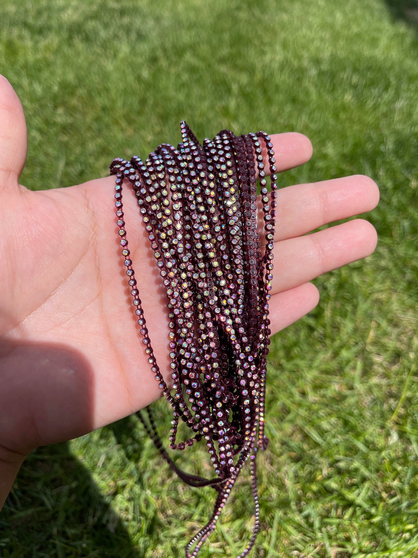 Dark Wine Red with AB Stone Plastic Banding- 99