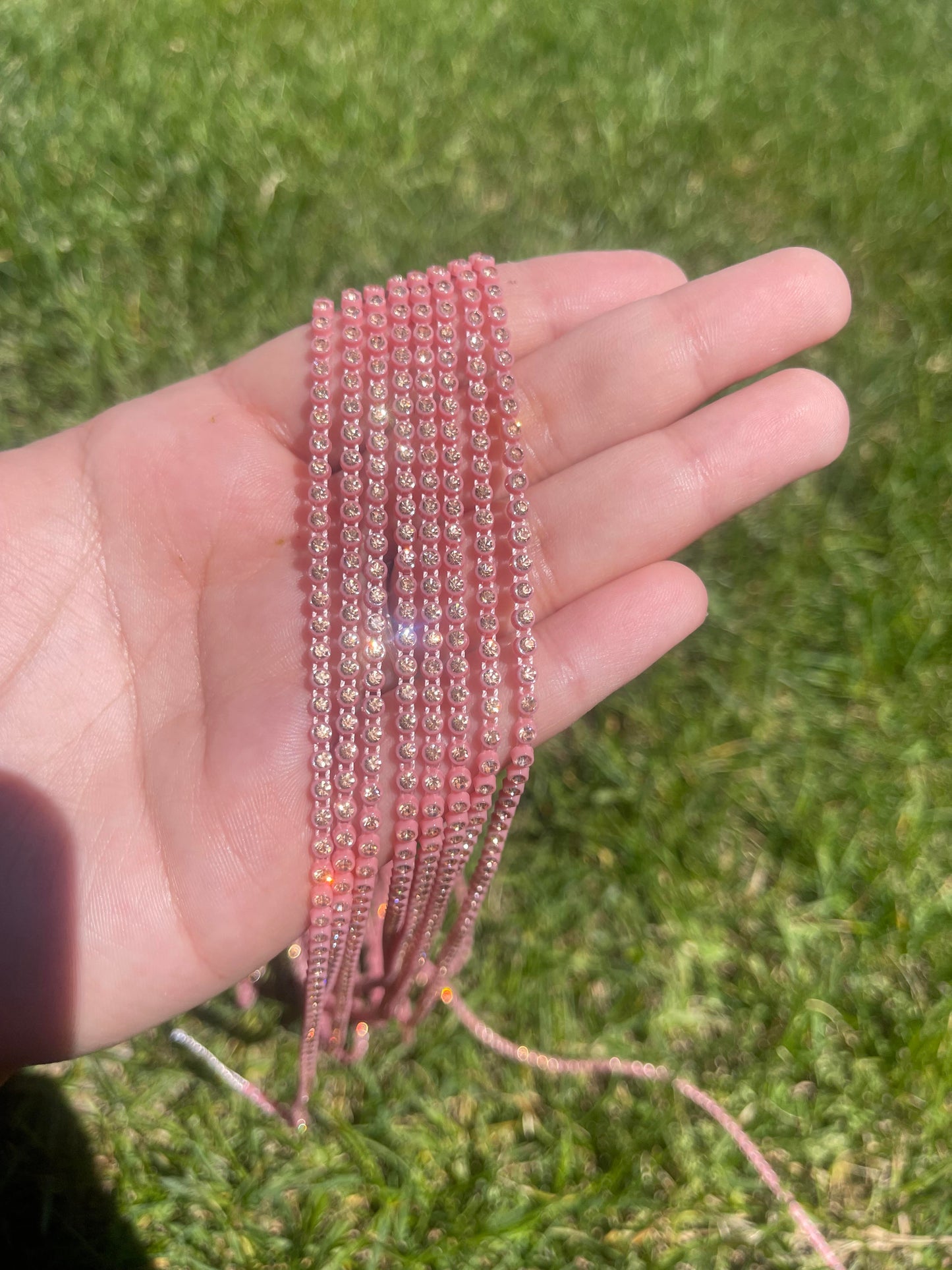 Cheyenne Pink with Champagne Stone Plastic Banding - A04