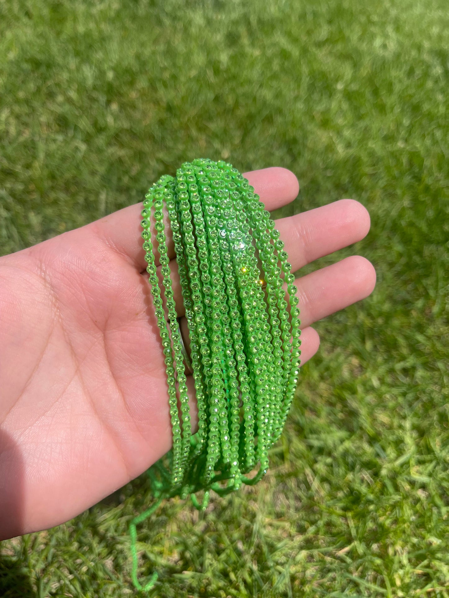 Green with Green Stone Plastic Banding - A20