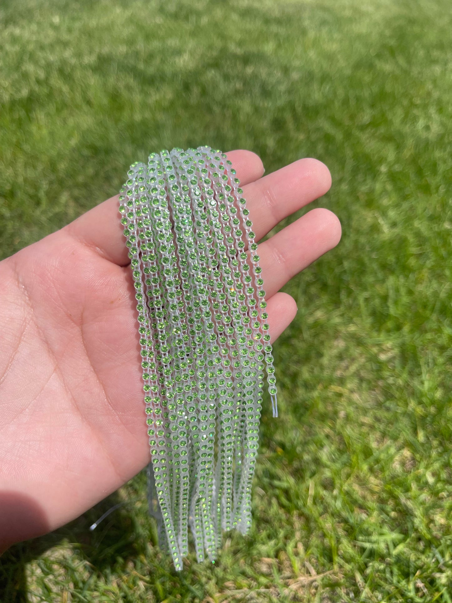 Clear with Green Stone Plastic Banding - A2G