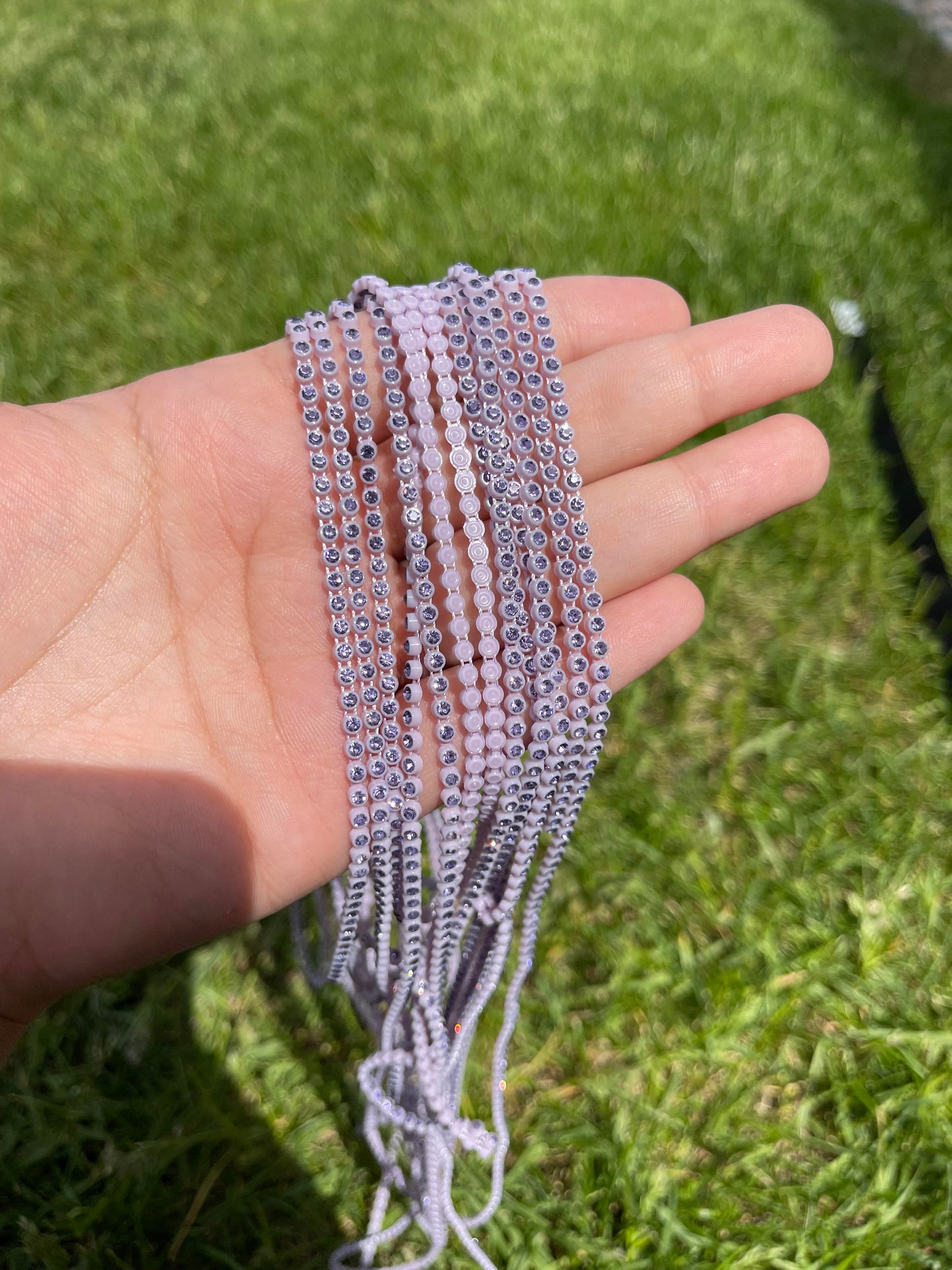 Lilac with Purple Stone Plastic Banding - A36