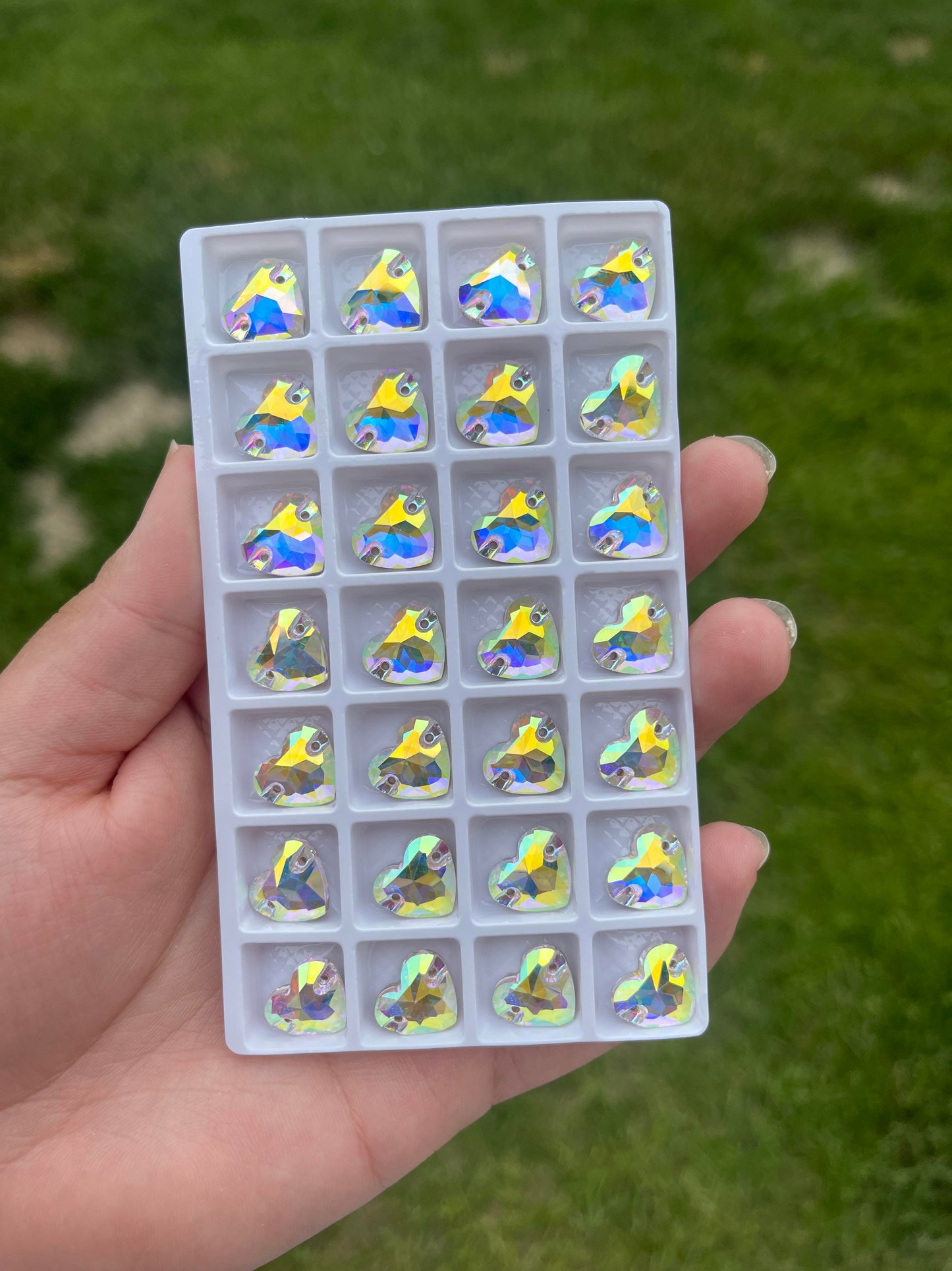 AB Glass Heart Rhinestone 12mm