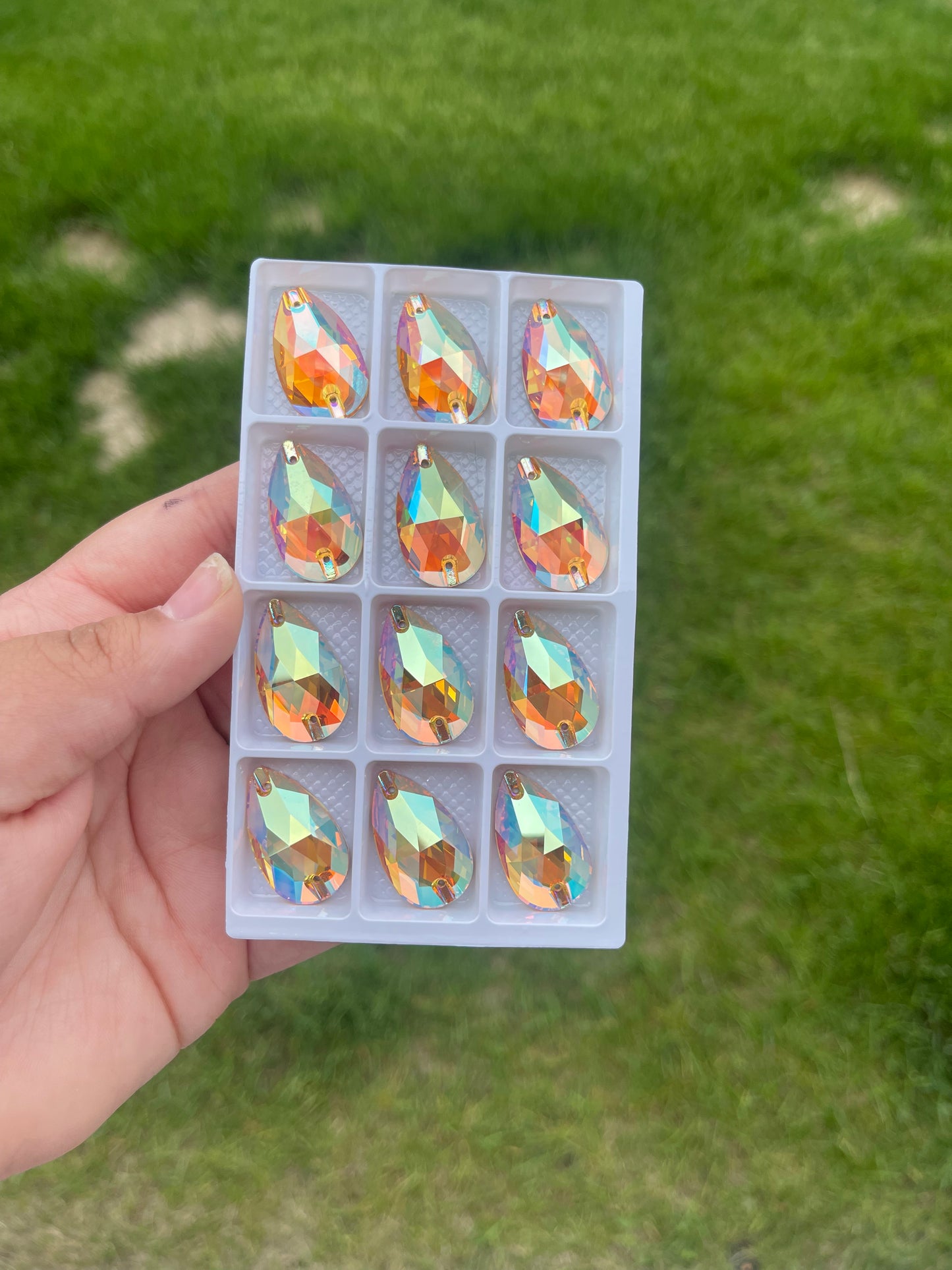 Crystal Sun Glass Teardrop Rhinestone 17x28mm