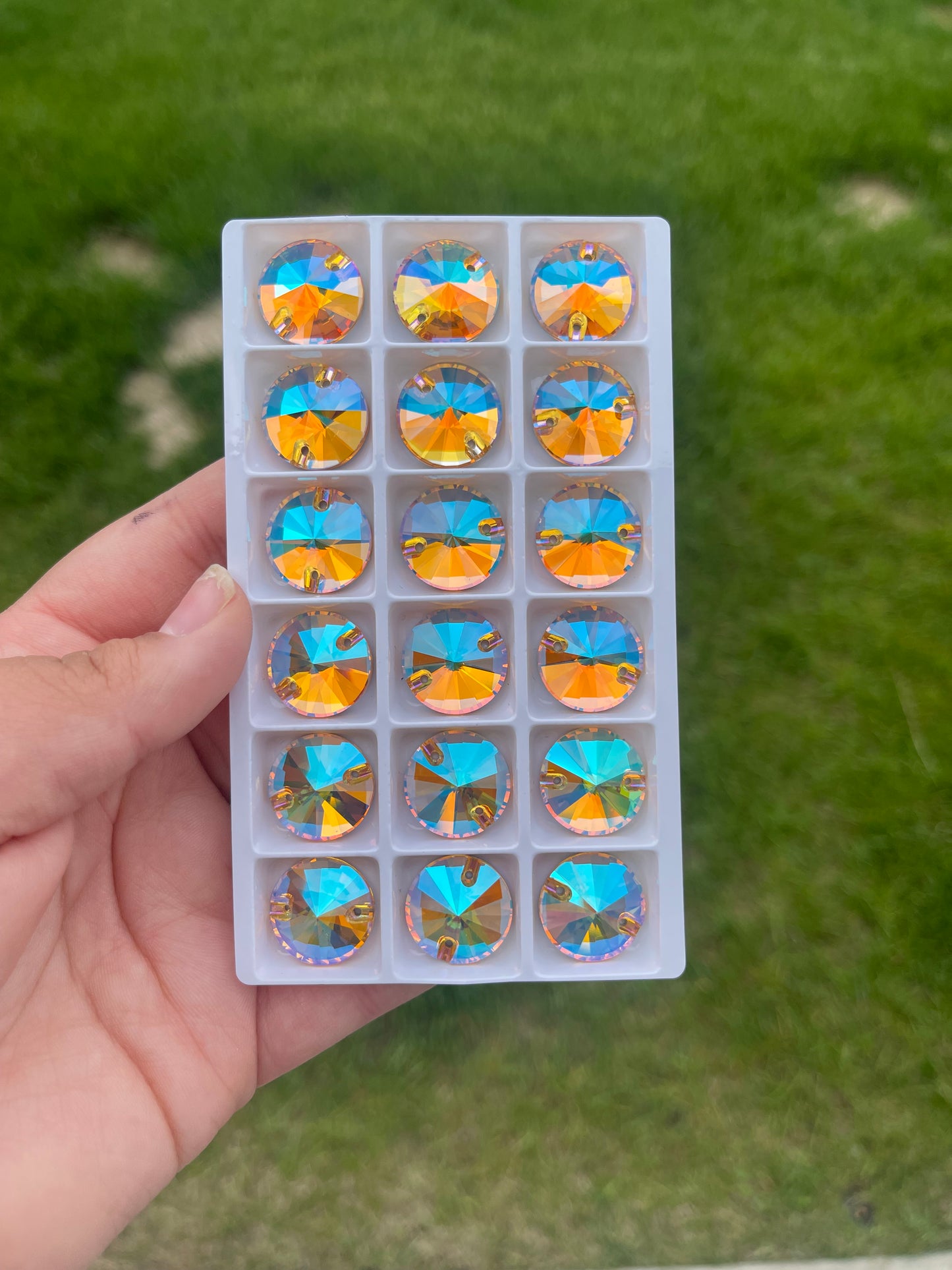 Crystal Sun Glass Rivoli Rhinestone 18mm