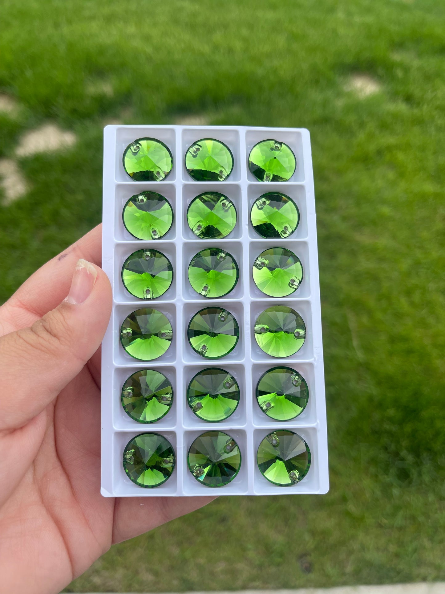 Fern Green Glass Rivoli Rhinestone 18mm