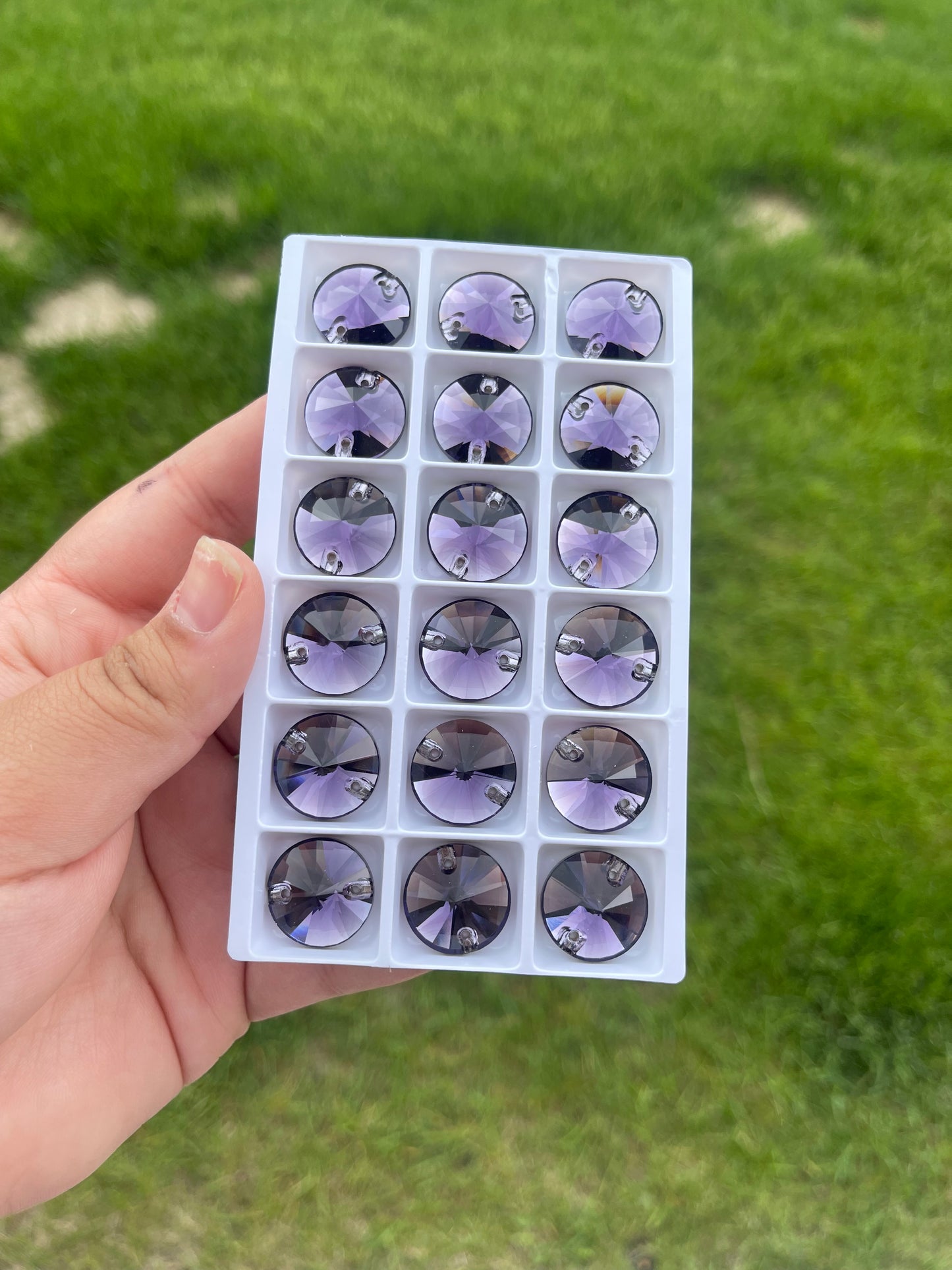 Amethyst Glass Rivoli Rhinestone 18mm