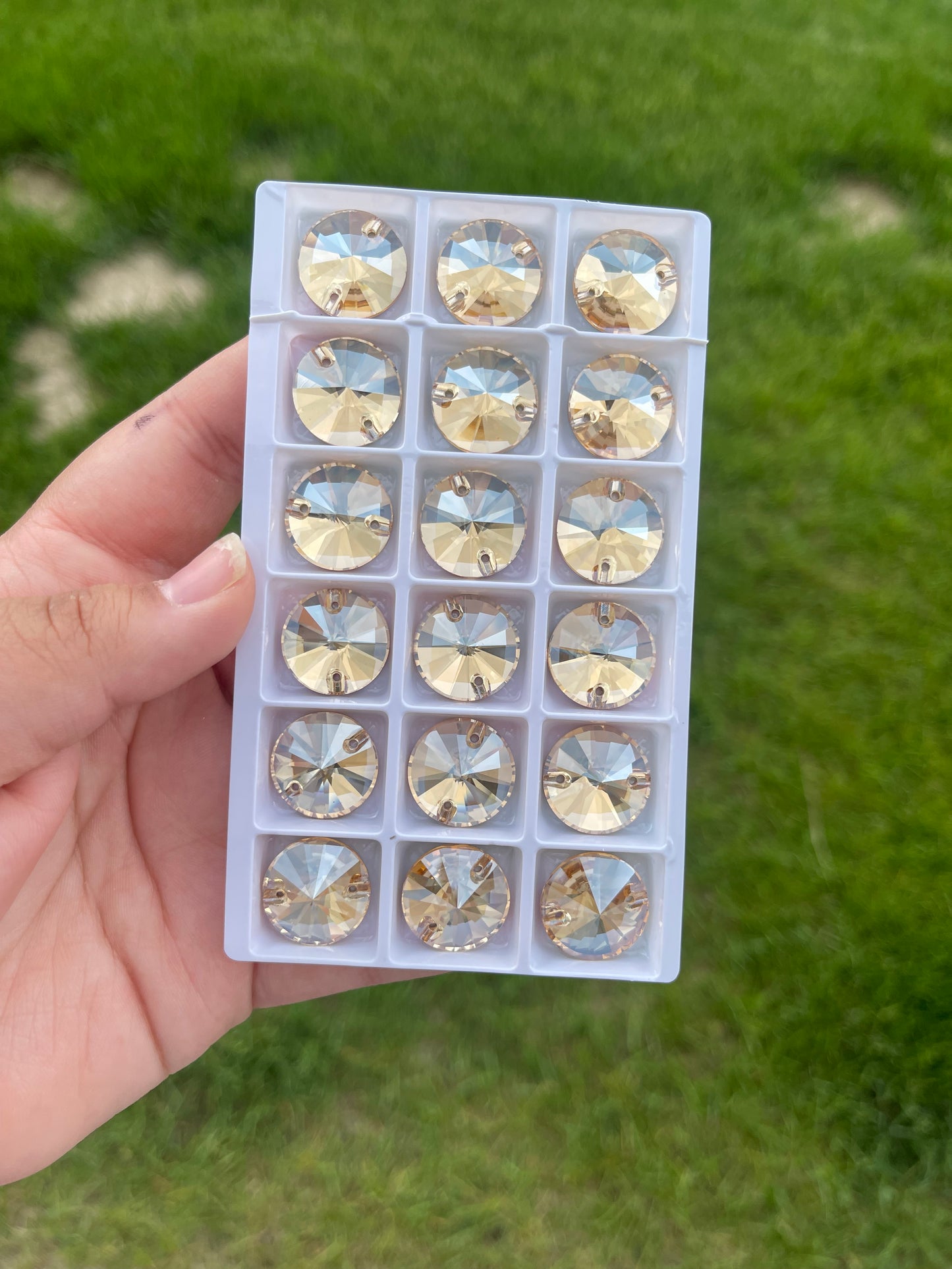 Golden Shadow Glass Rivoli Rhinestone 18mm