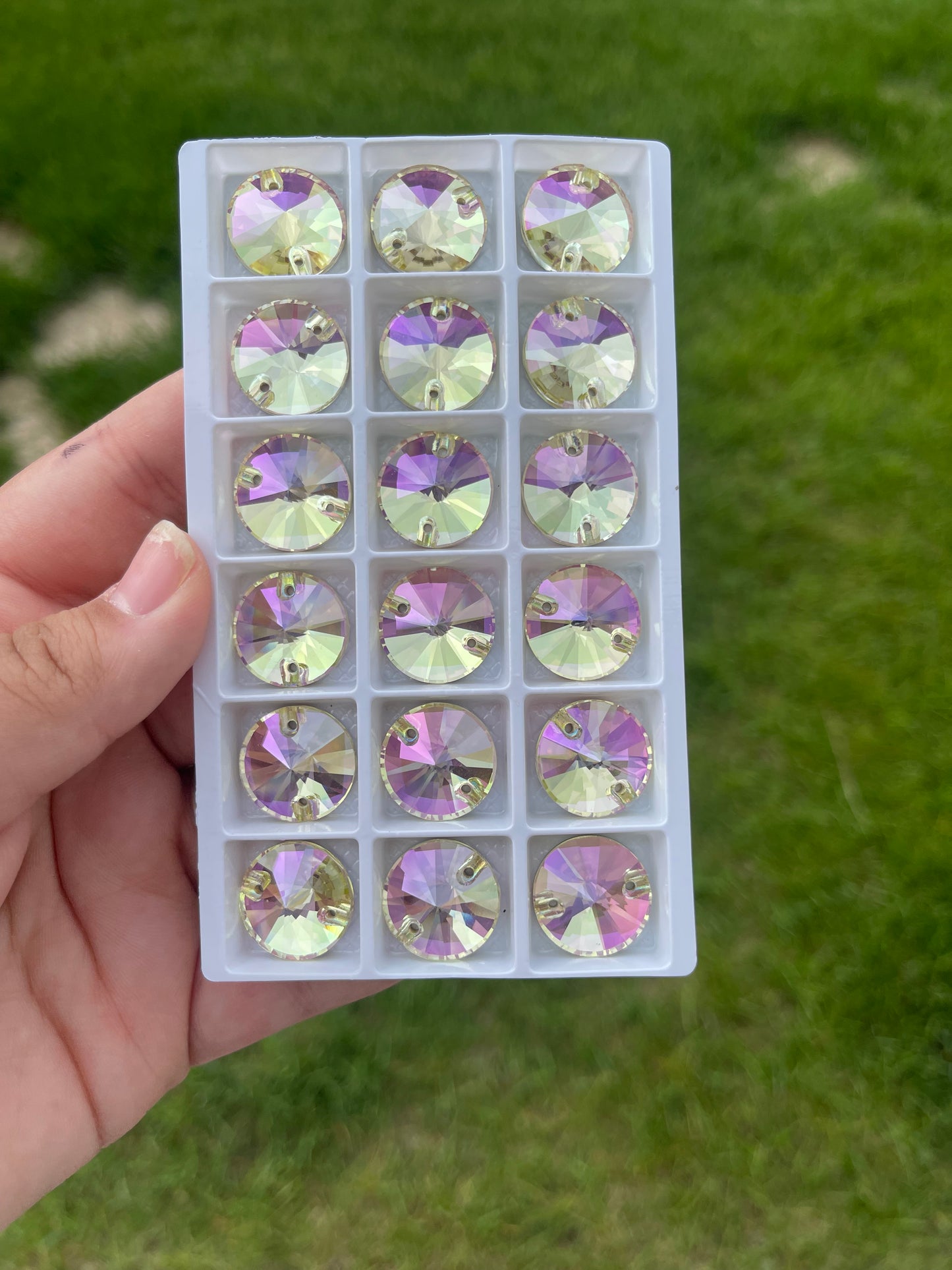 Luminous Green Glass Rivoli Rhinestone 18mm