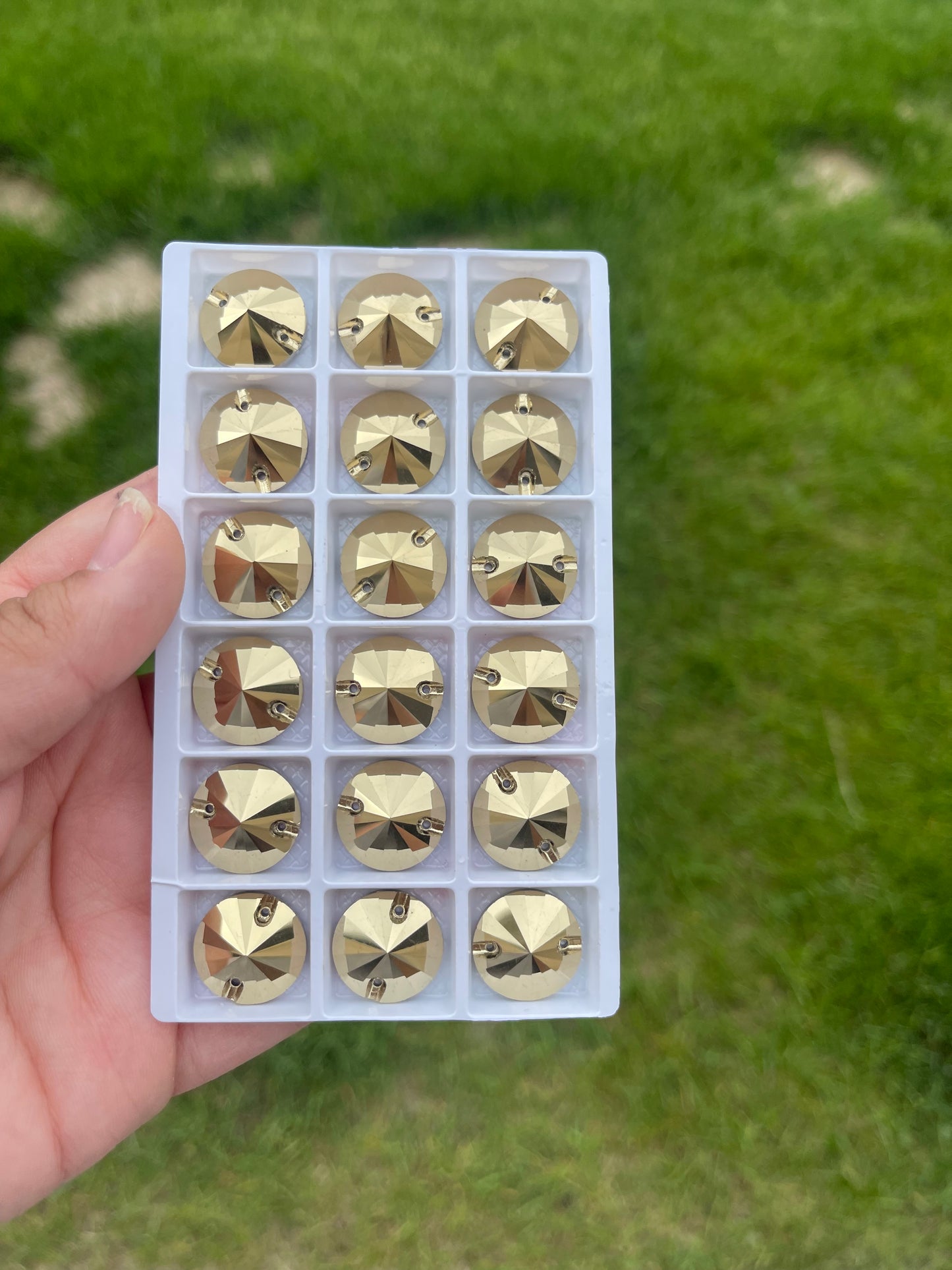 Dorado Gold Glass Rivoli Rhinestone 18mm