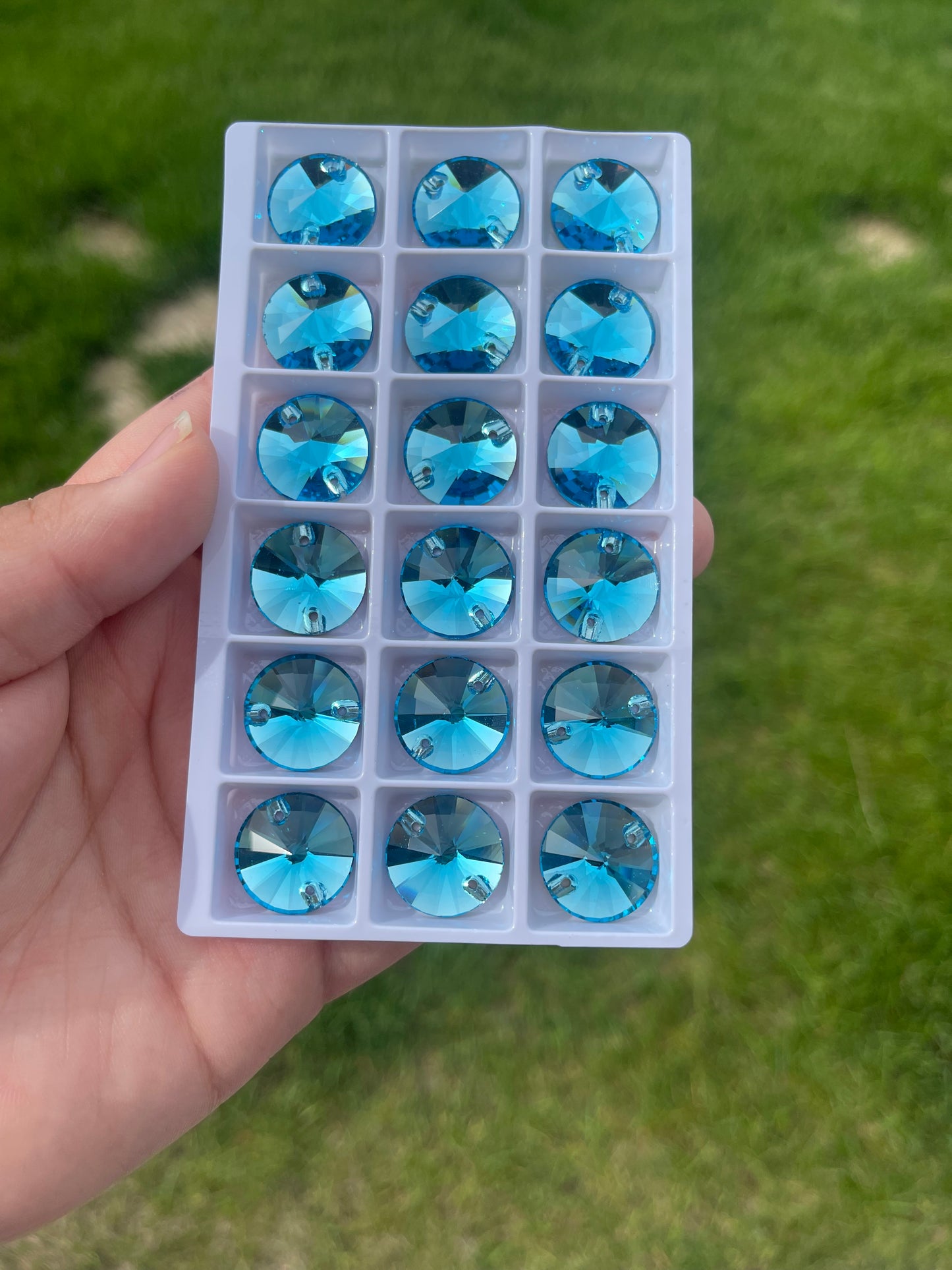 Aquamarine Glass Rivoli Rhinestone 18mm