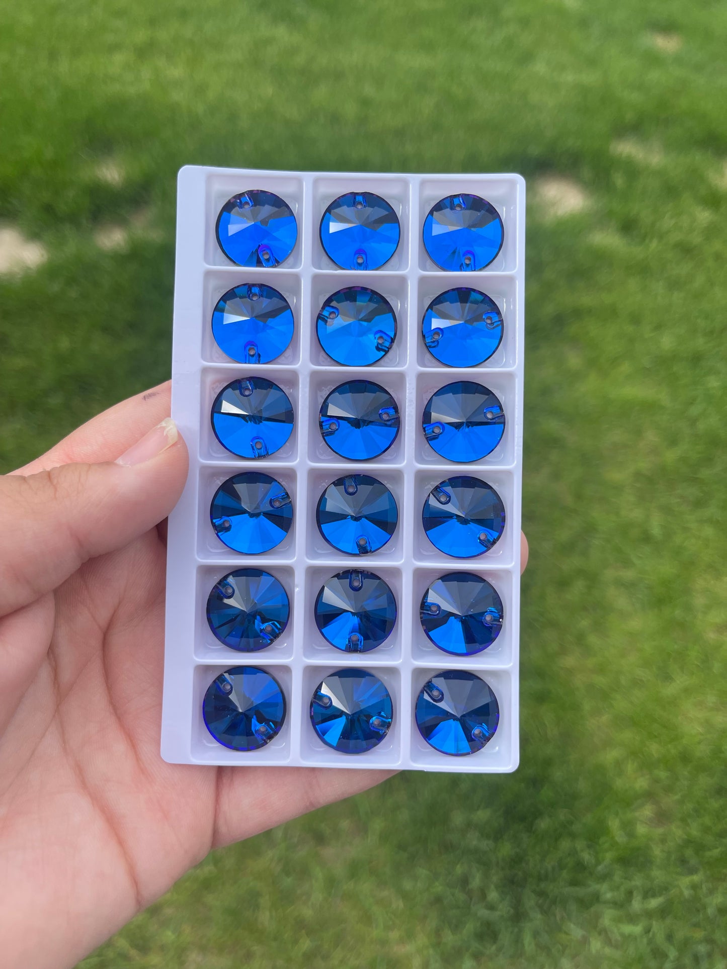 Bermuda Blue Glass Rivoli Rhinestone 18mm