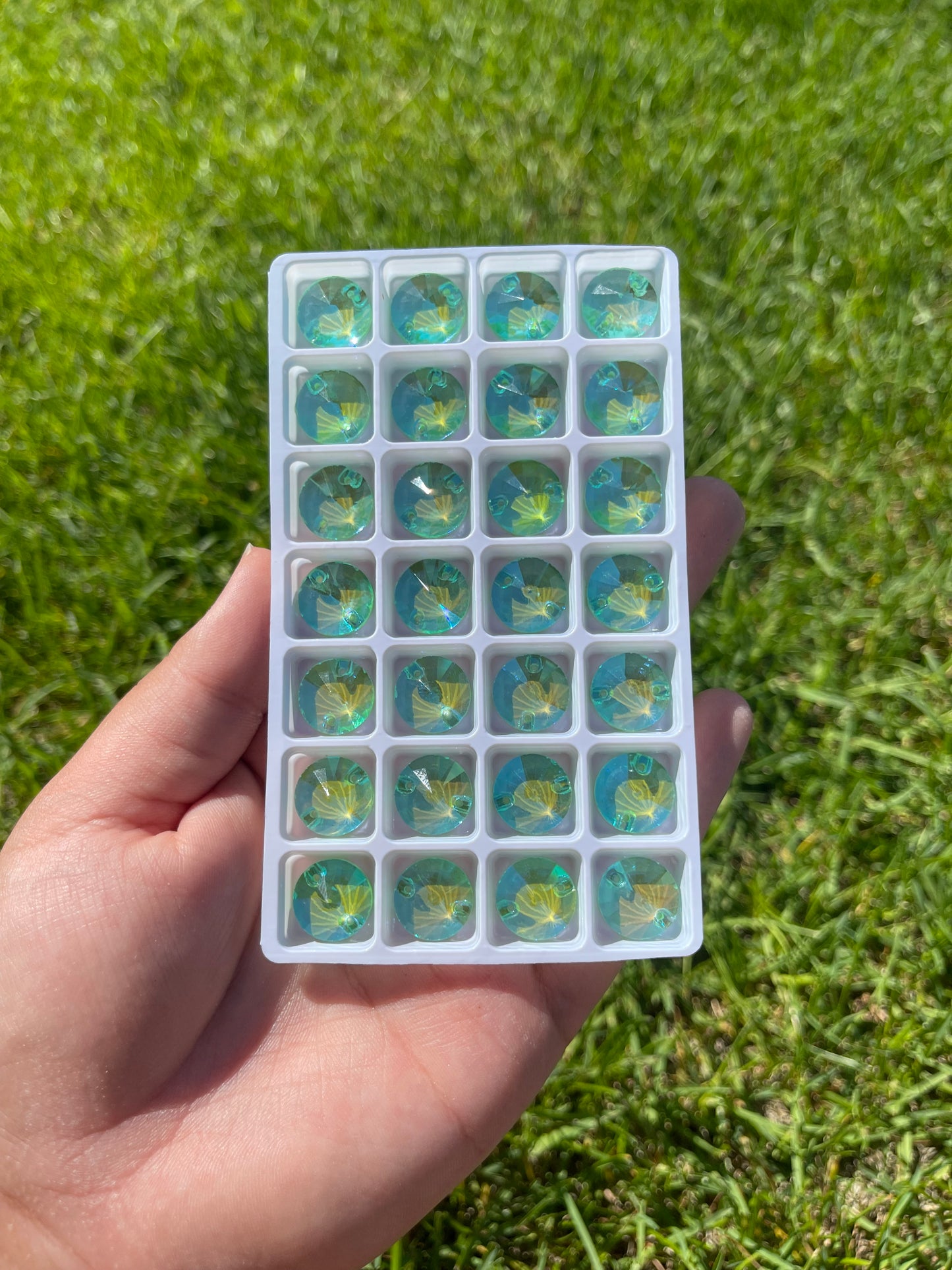 Emerald Mocha Glass Rivoli Rhinestone 14mm