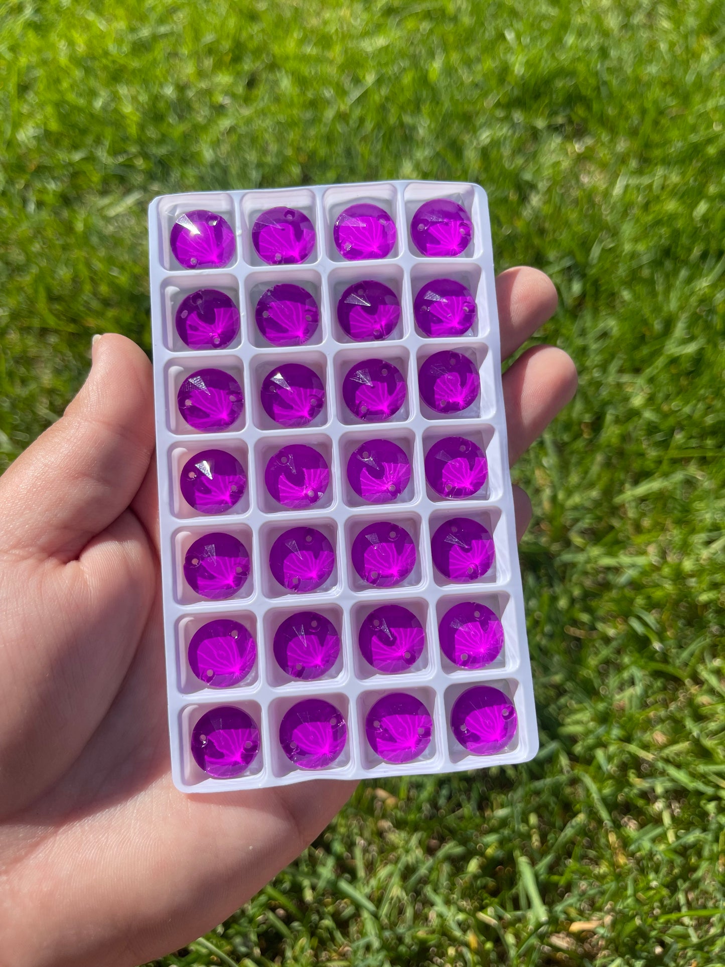 Magenta Neon Glass Rivoli Rhinestone 14mm