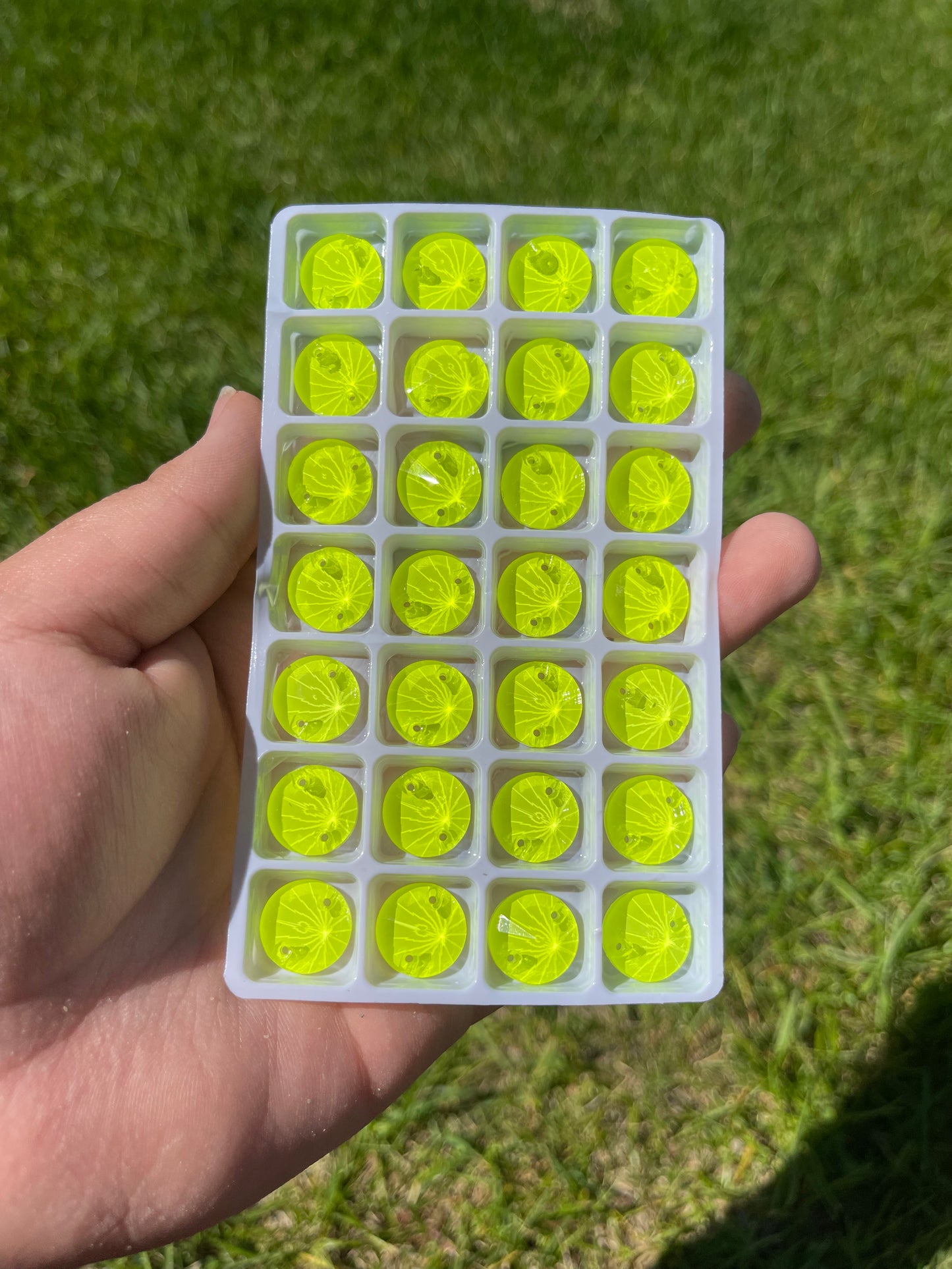 Yellow Neon Glass Rivoli Rhinestone 14mm