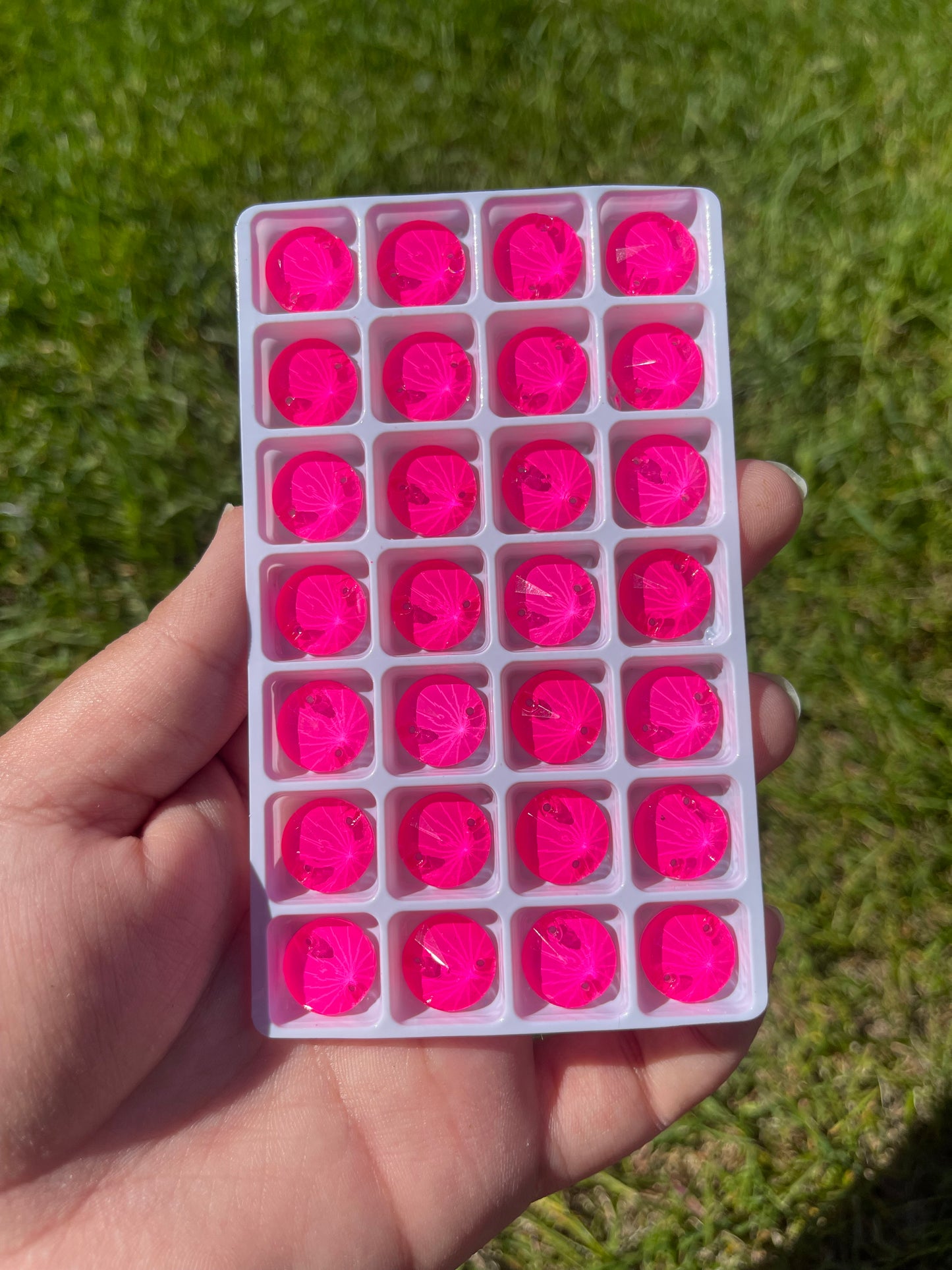 Rose Neon Glass Rivoli Rhinestone 14mm