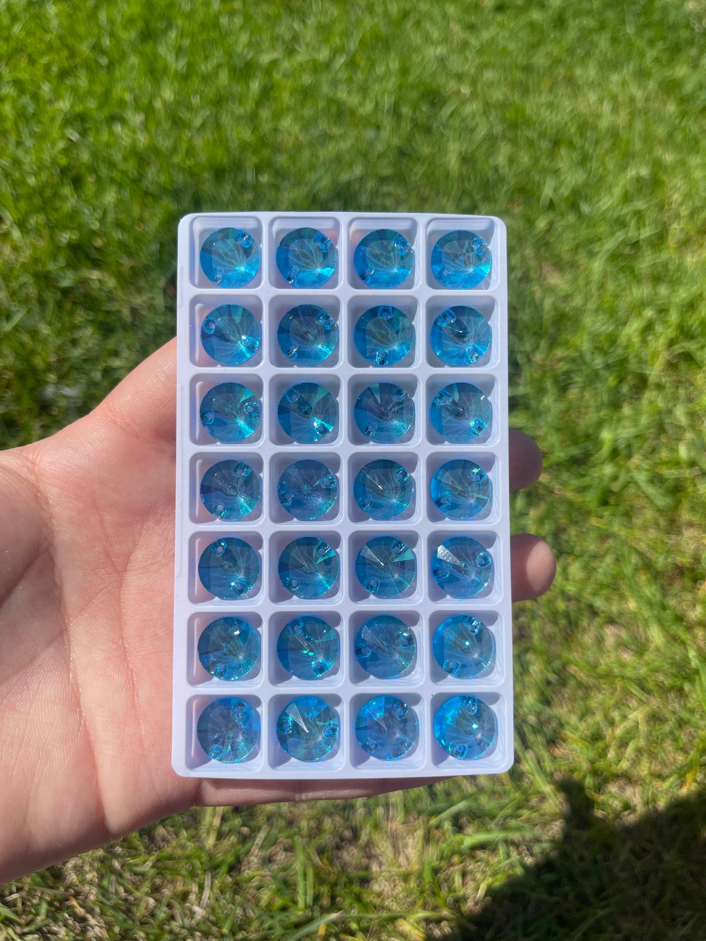 Sapphire Neon Glass Rivoli Rhinestone 14mm