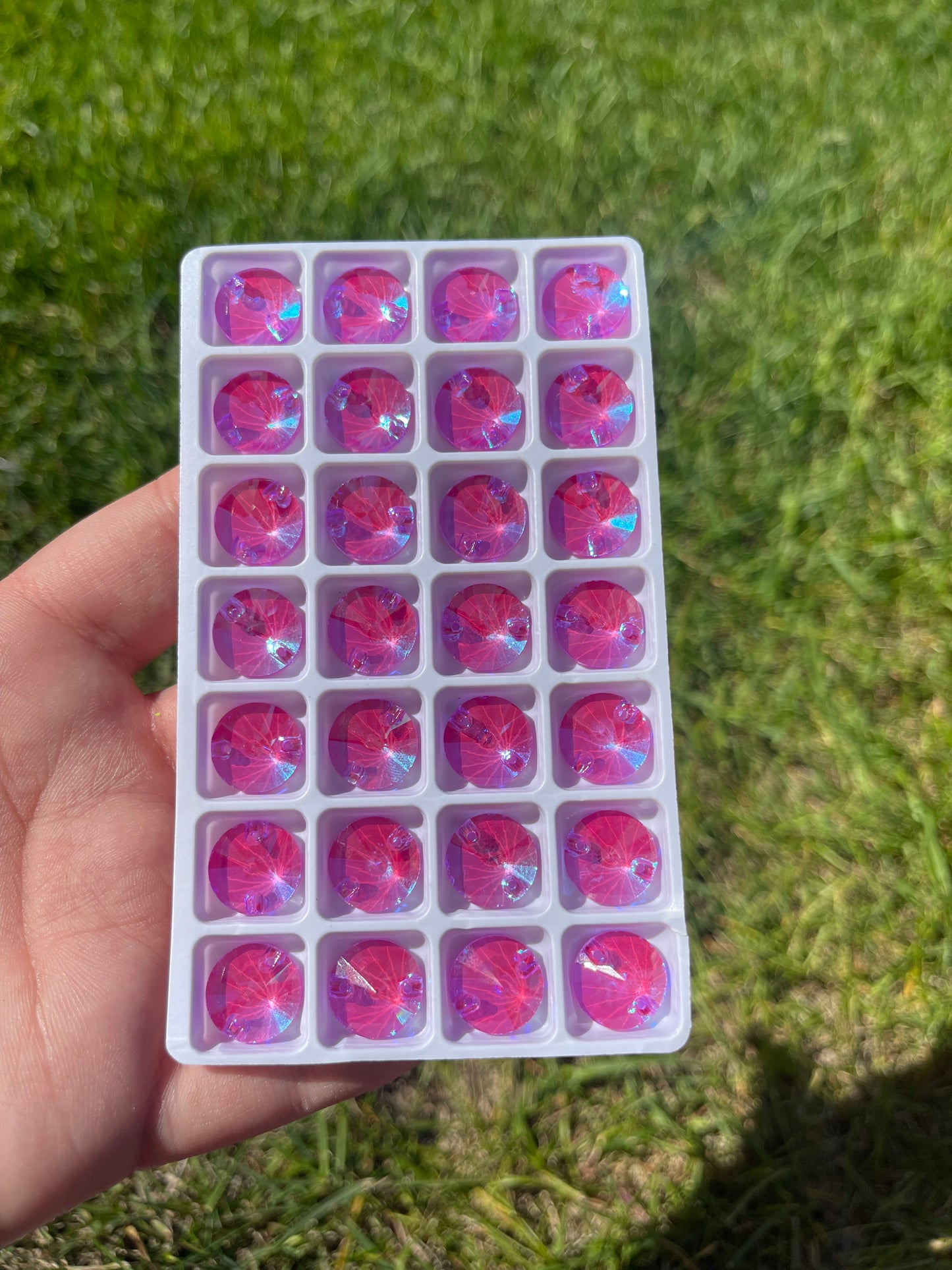 Magenta Mocha Glass Rivoli Rhienstone 14mm