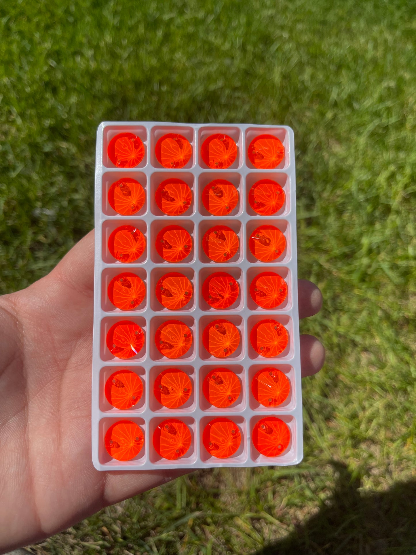 Orange Neon Glass Rivoli Rhinestone 14mm