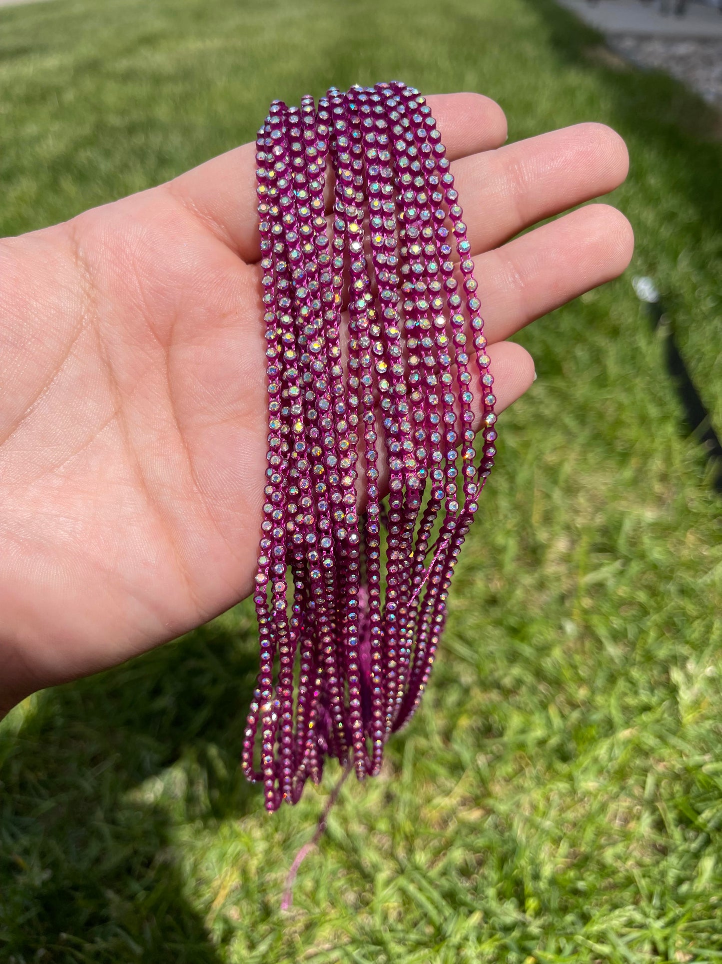 Berry Red with AB Stone Plastic Banding - 105