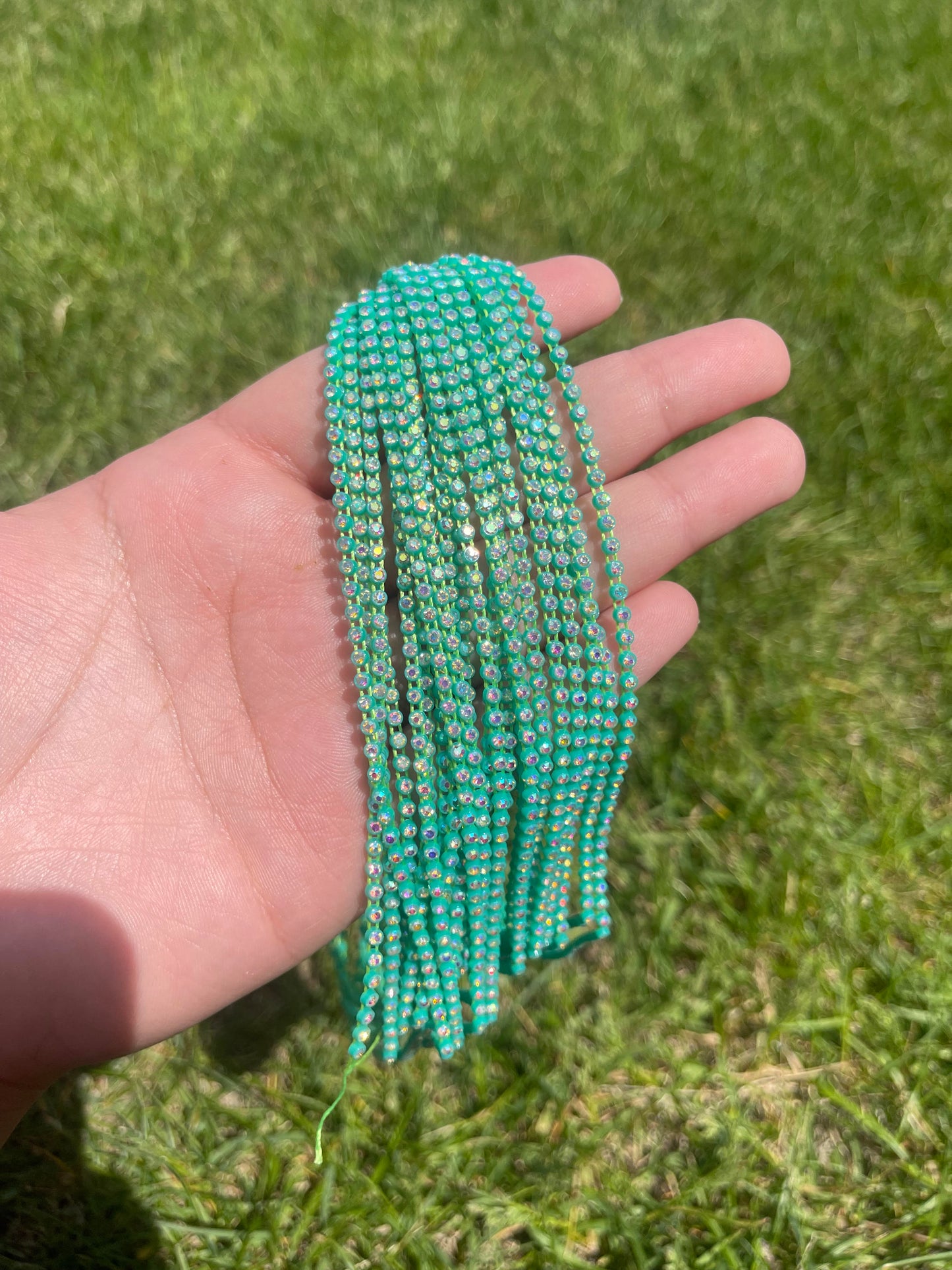 Teal Green with AB Stone Plastic Banding- 106