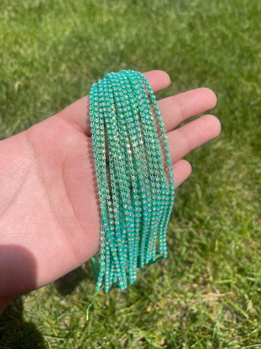 Teal Green with AB Stone Plastic Banding- 106