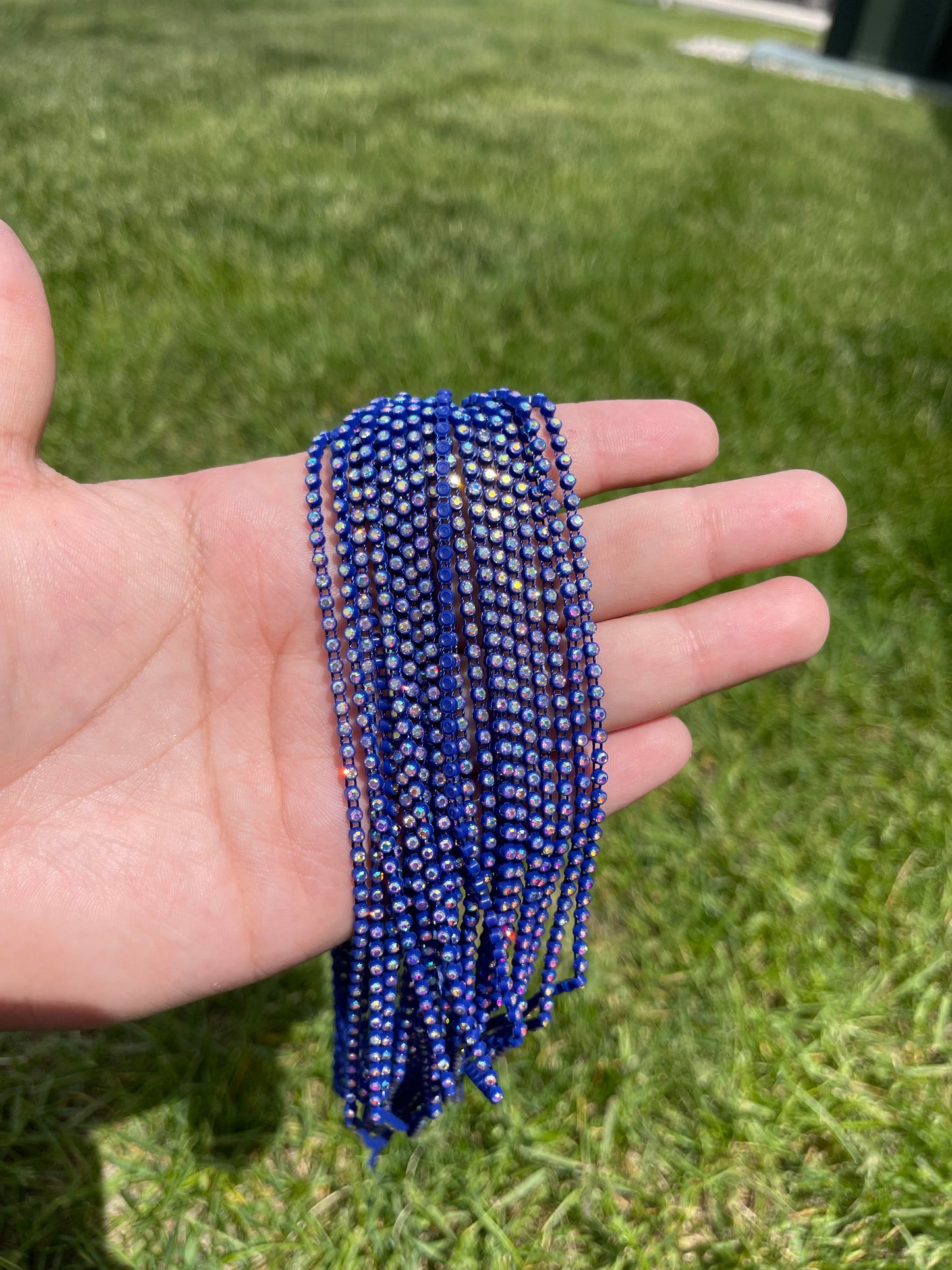 Bright Dark Blue with AB Stone Plastic Banding - 17