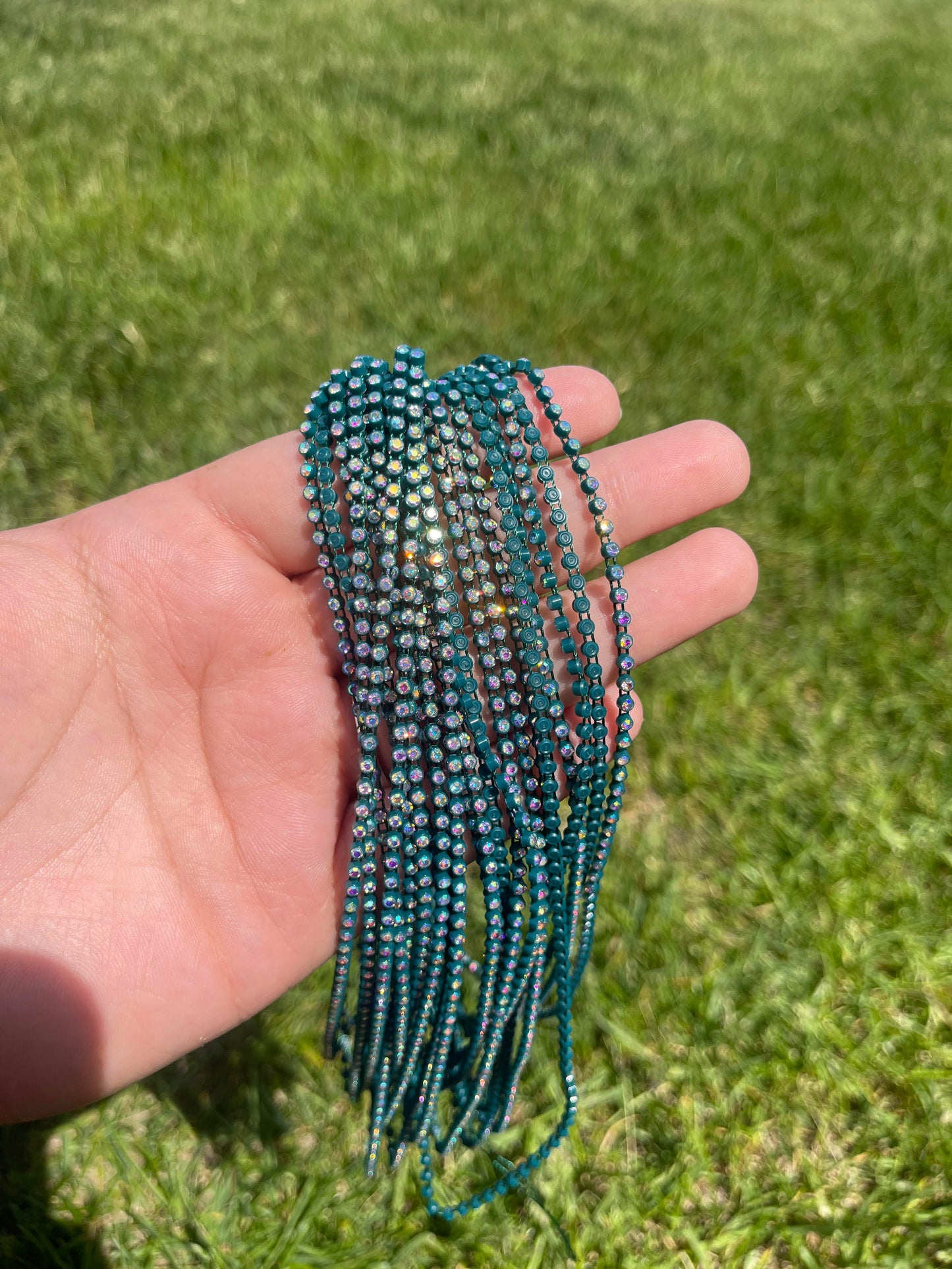 Dark Teal Green with AB Stone Plastic Banding - 84