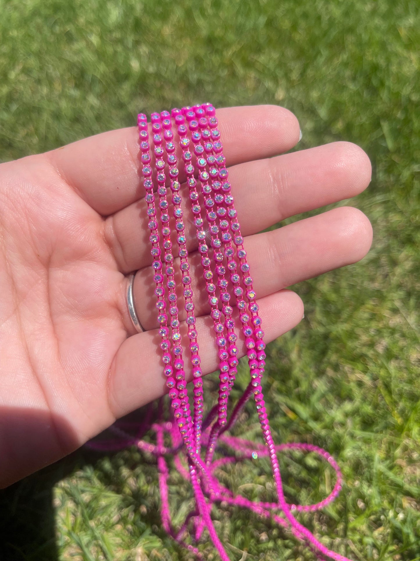 Deep Hot Pink with AB Stone Plastic Banding - 86