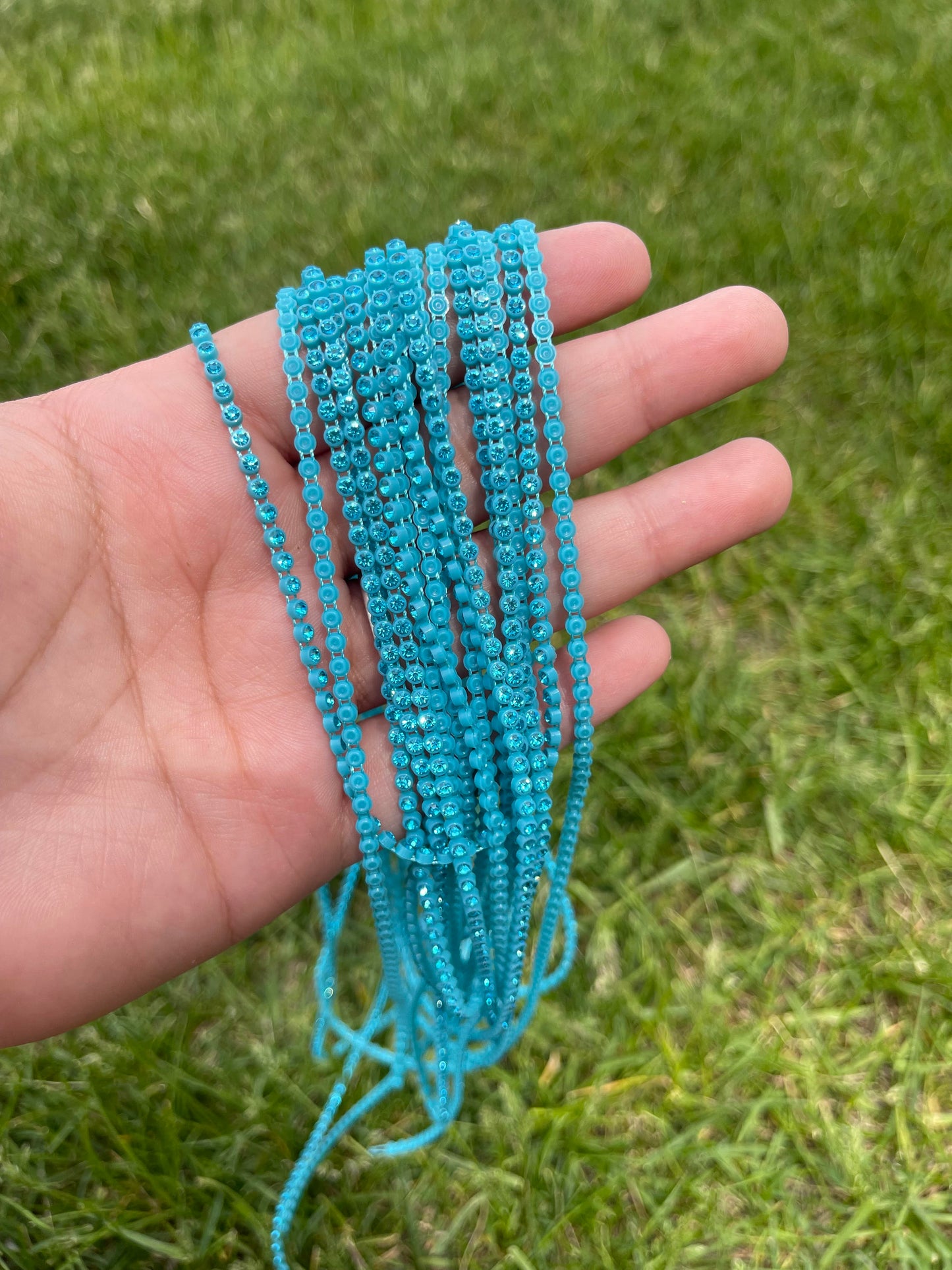 Bright Blue with Bright Blue Stone Plastic Banding - A10