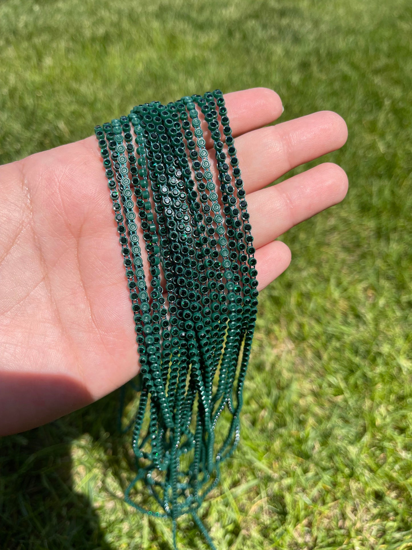 Dark Emerald Green with Dark Emerald Green Stone Plastic Banding - A122