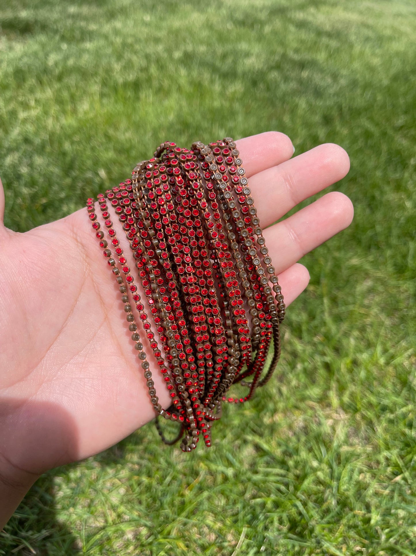 Brown with Red Stone Plastic Banding - A63