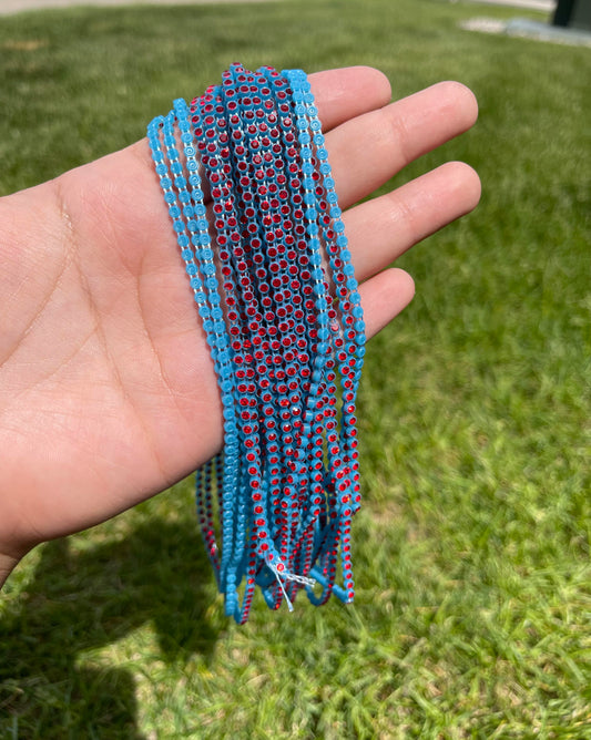 Sky Blue with Red Stone Plastic Banding - A78