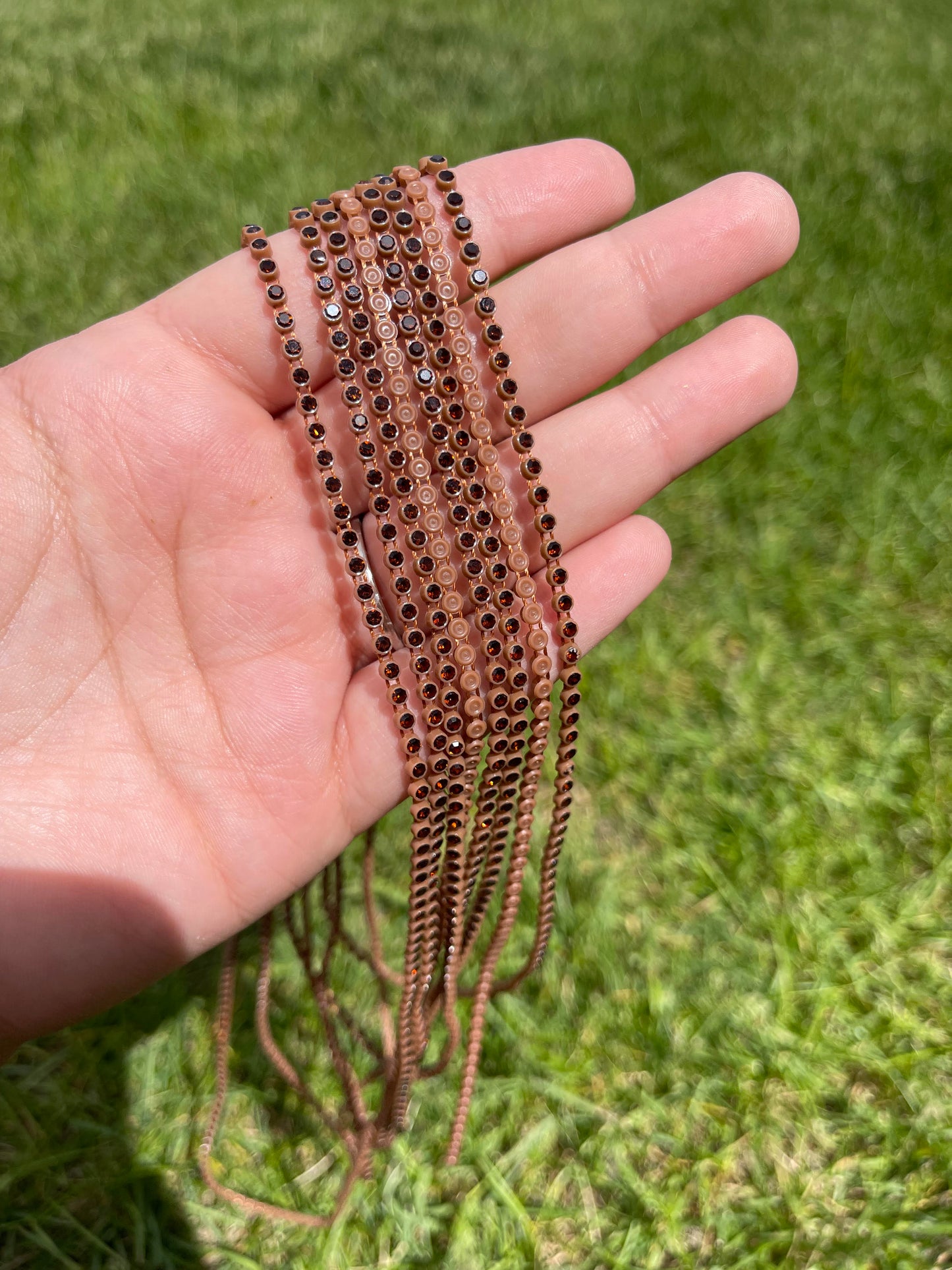 Light Brown with Brown Stone Plastic Banding - A87