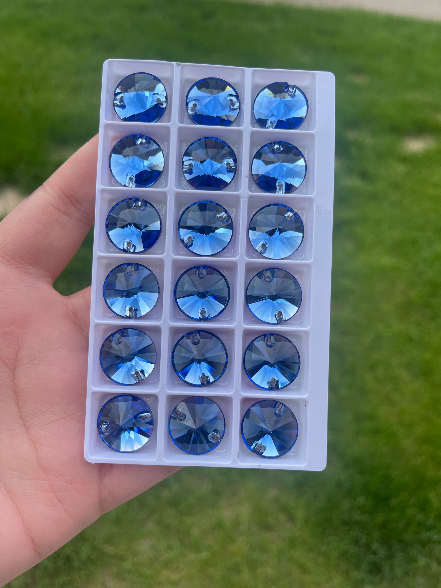 Sapphire Glass Rivoli Rhinestone 18mm