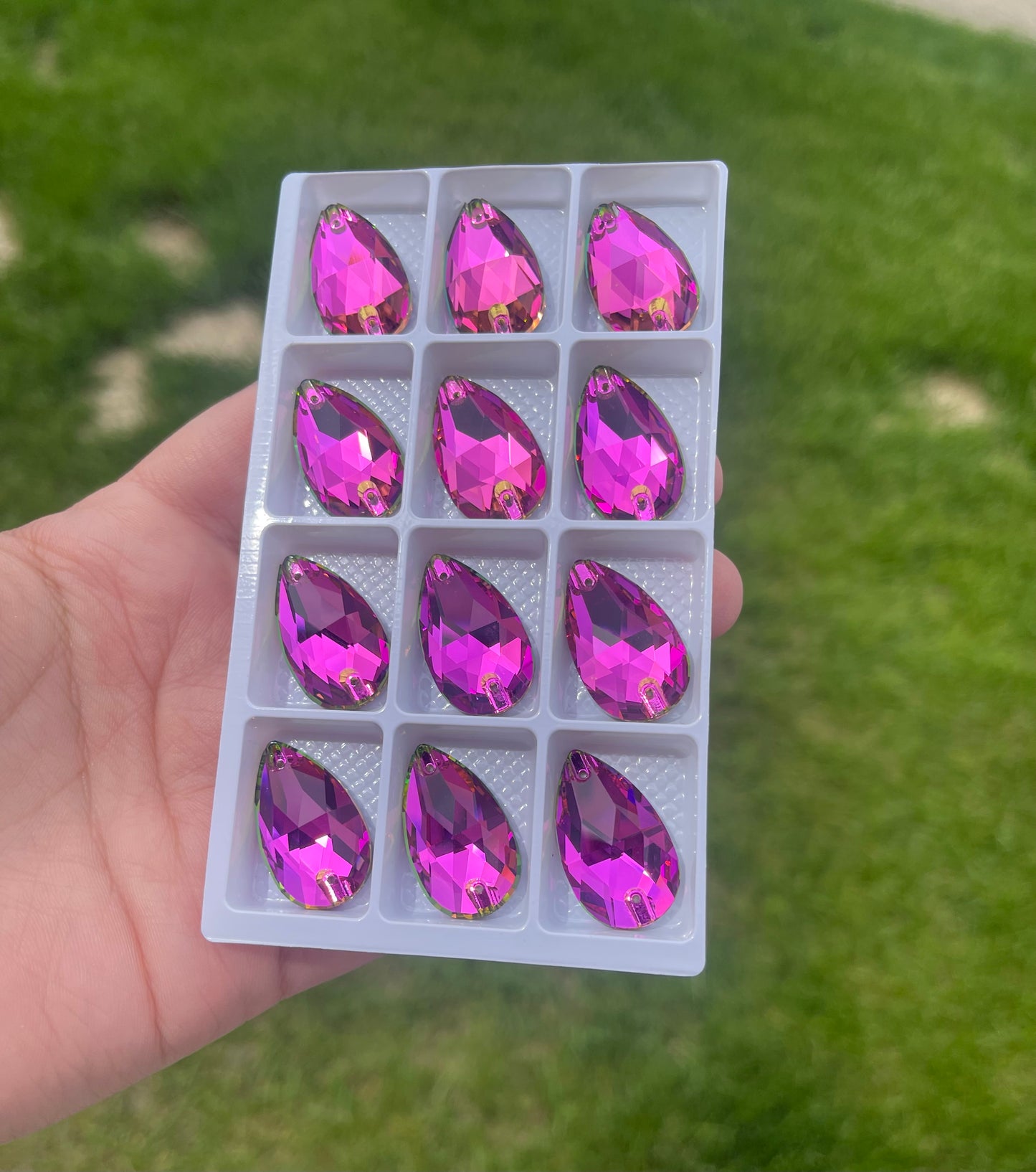 Vitrail Rose Glasss Teardrop Rhinestone 17x28mm