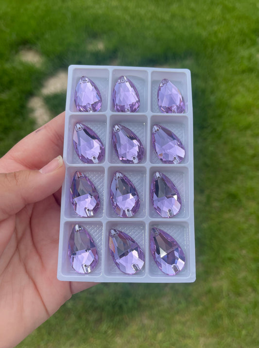 Violet Glass Teardrop Rhinestone 17x28mm
