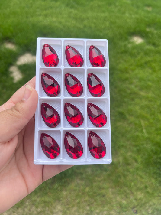 Siam Glass Teardrop Rhinestone 17x28mm
