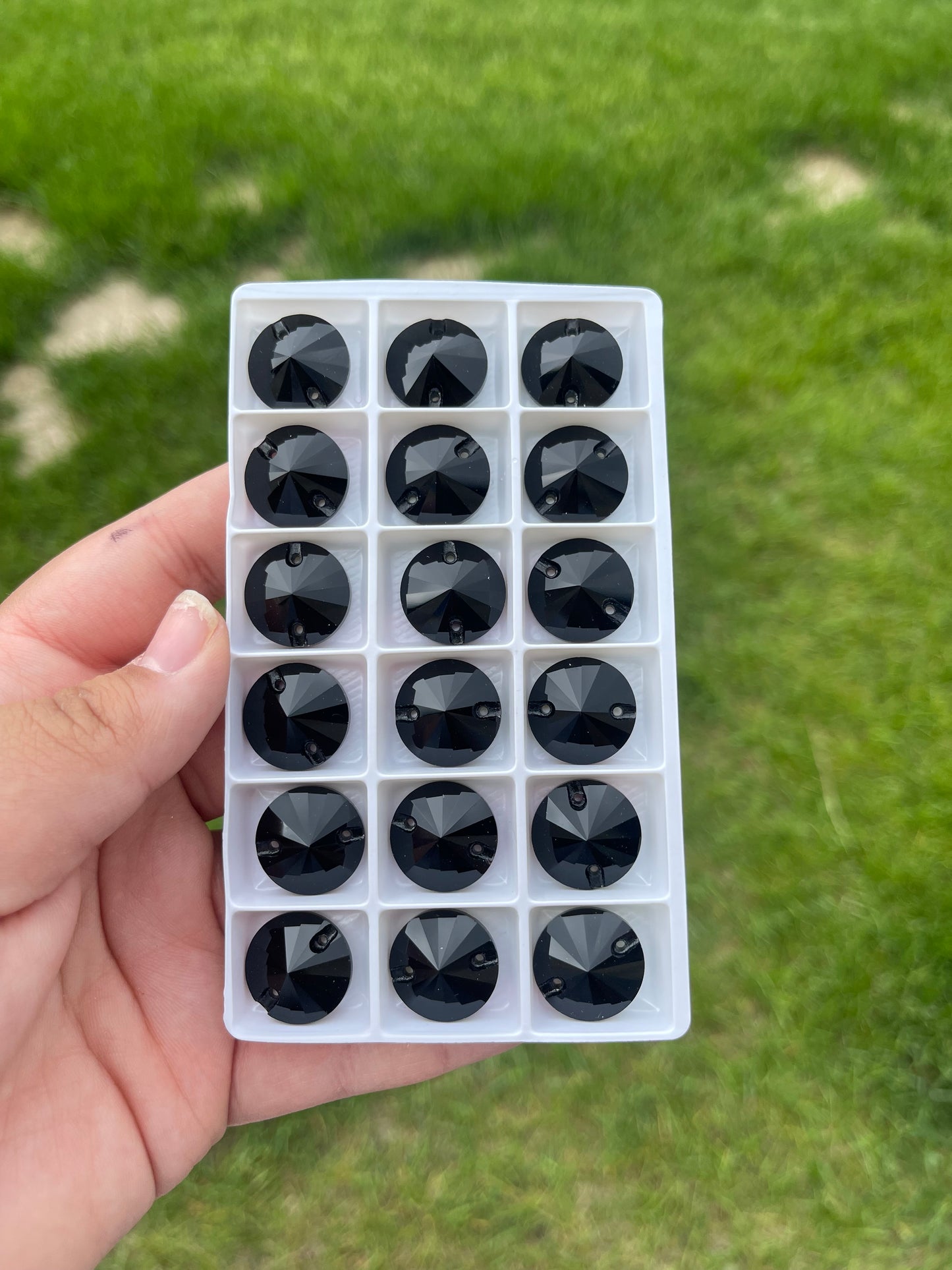 Jet Black Glass Rivoli Rhinestone 18mm