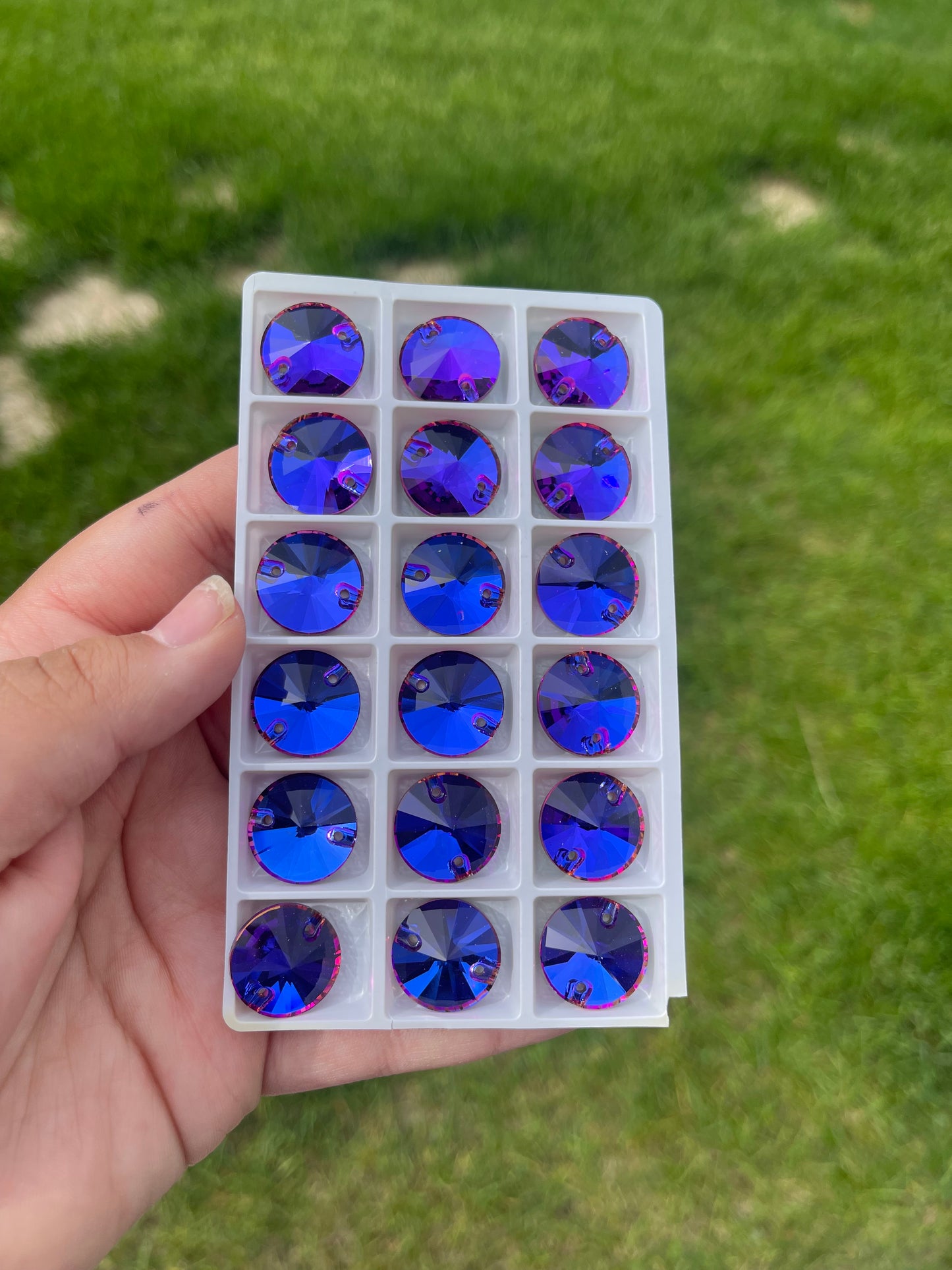 Violet Blue Glass Rivoli Rhinestone 18mm