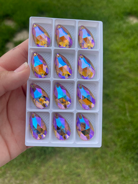 Light Smoked Topaz SI Glass Teardrop Rhinestone 17x28mm